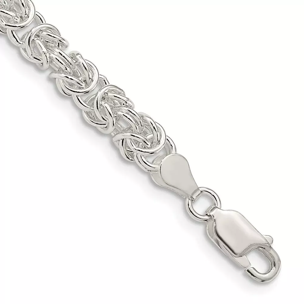 8 Inch Sterling Silver 4.75mm Rounded Byzantine Chain Bracelet