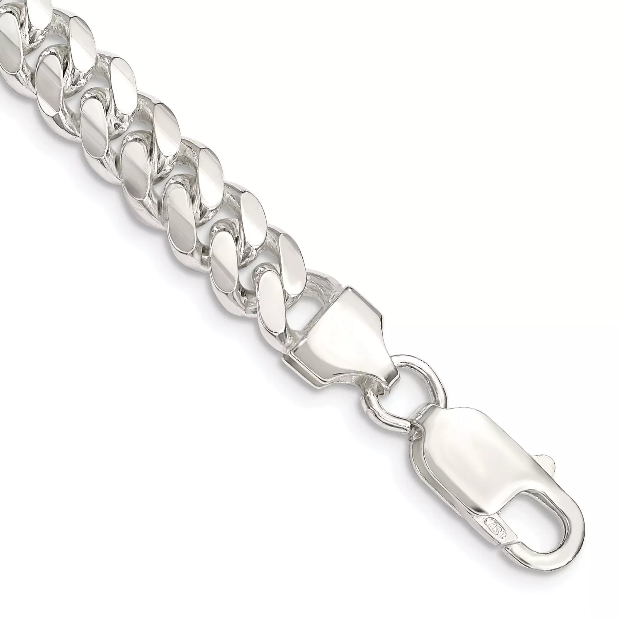 8 Inch Sterling Silver 7.0mm Polished Domed Curb Chain Bracelet