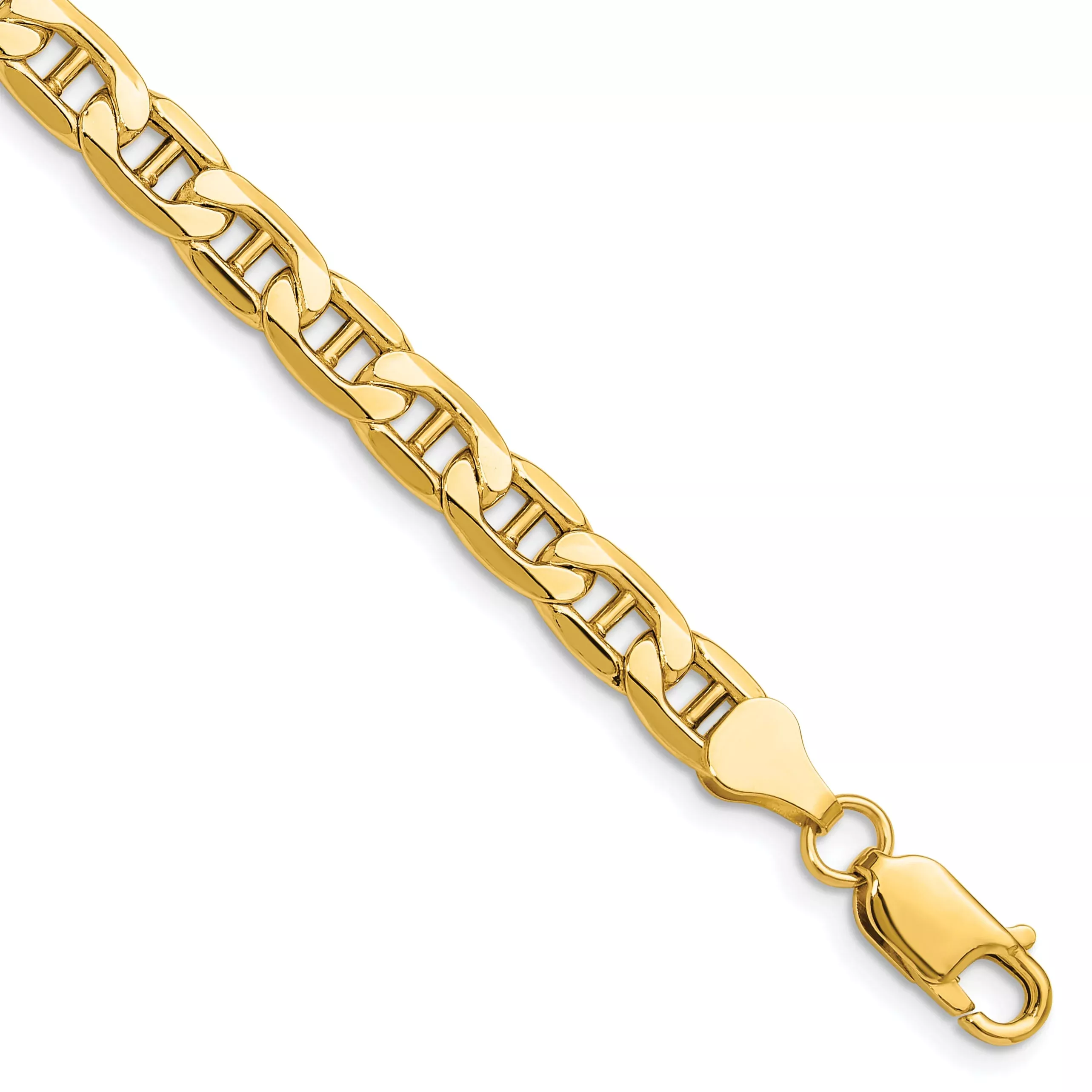 9 Inch 14K Yellow Gold 6.25mm Semi-Solid Anchor Chain Bracelet