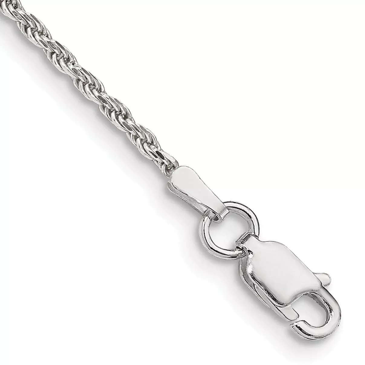 9 Inch Sterling Silver 1.7mm Diamond-Cut Rope Chain Anklet