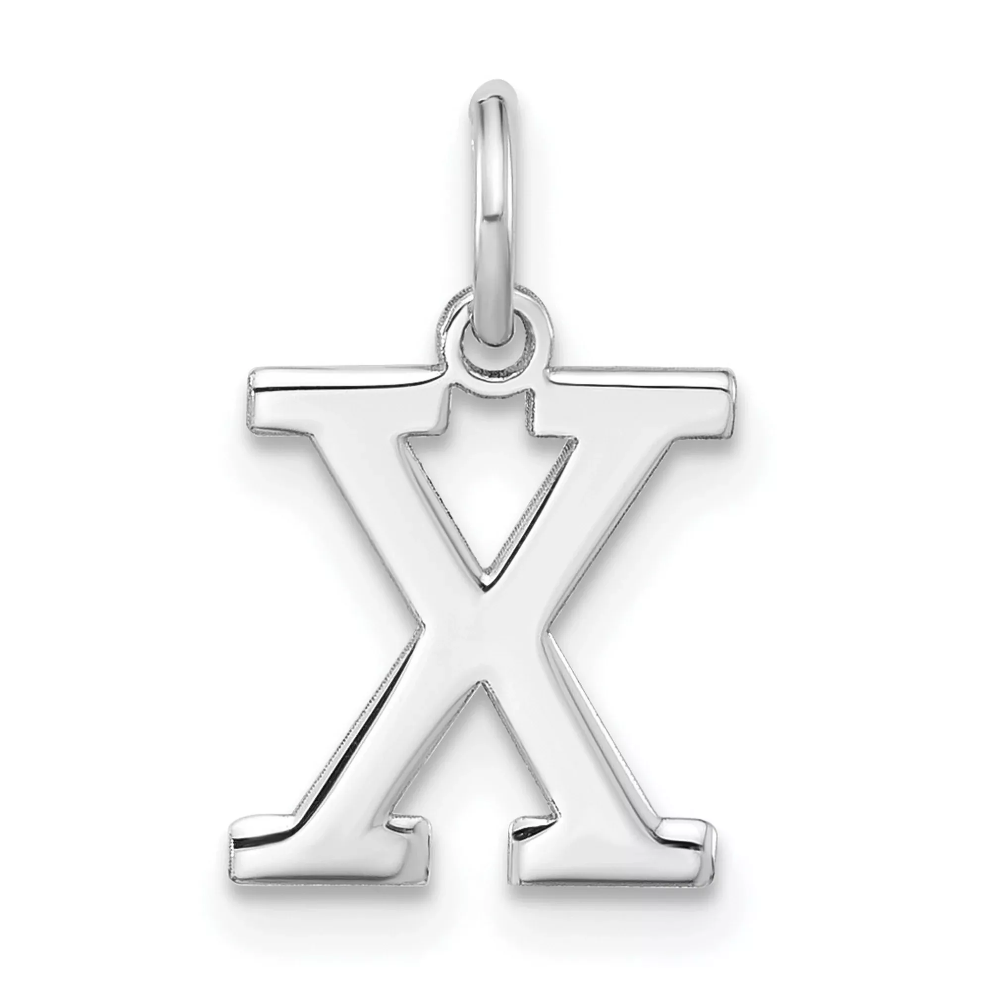 Block Letter X Initial Charm Pendant in Real 925 Sterling Silver
