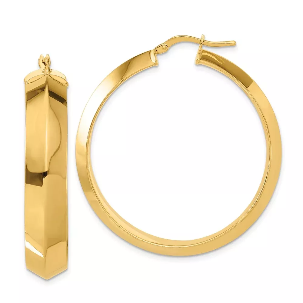Bronze /Yellow Bronze Polished Round Hoop Earrings