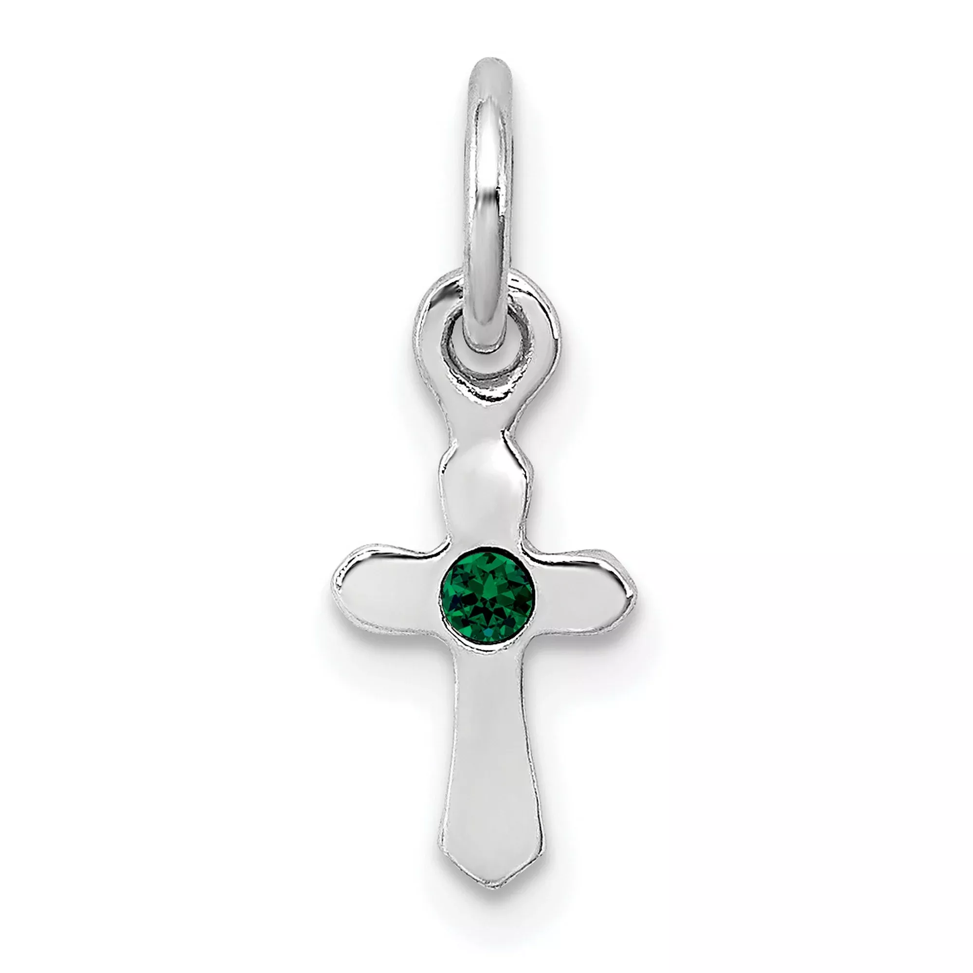 Childs Preciosa Crystal May Cross Charm Pendant in Real 925 Sterling Silver