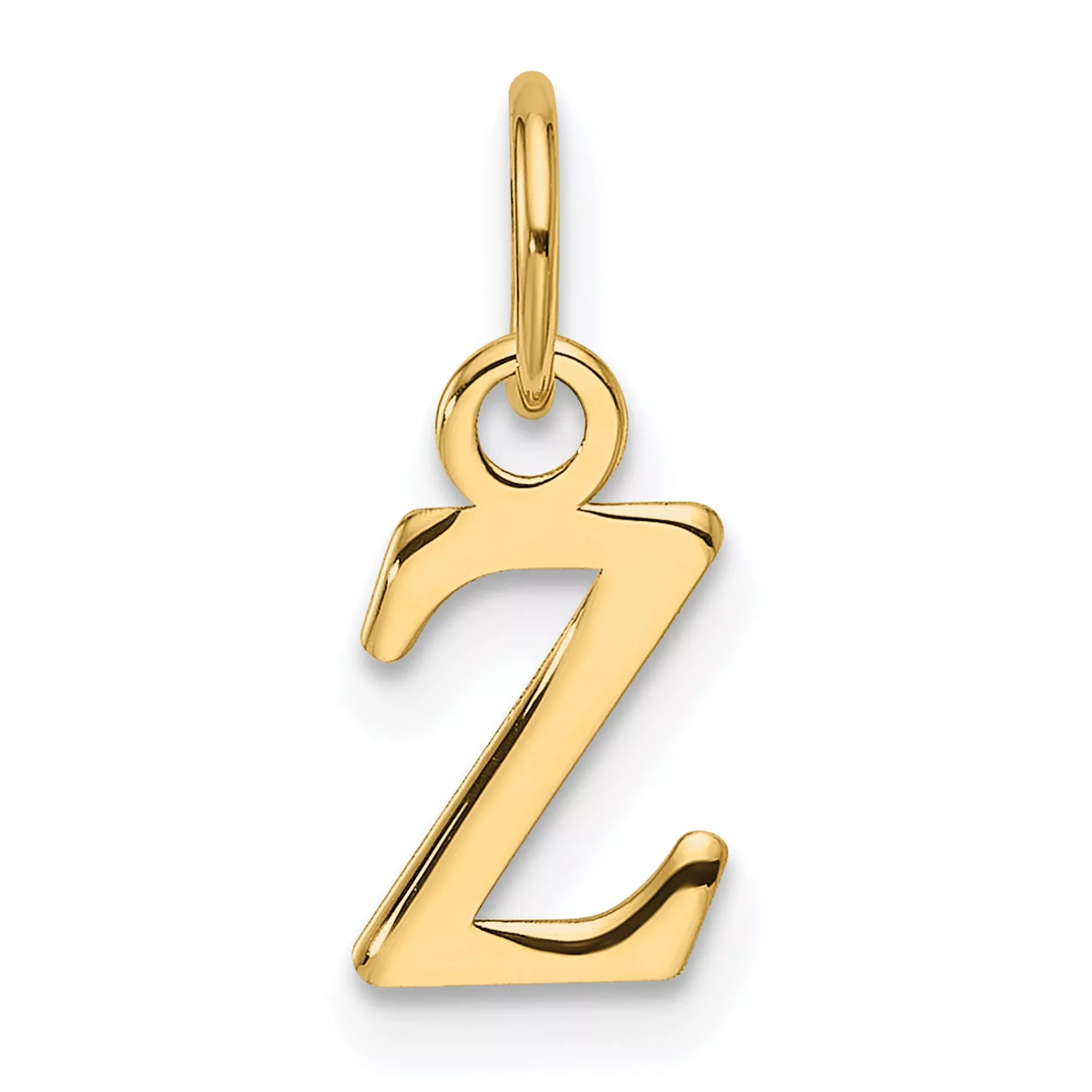 Cutout Letter Z Initial Charm Pendant in Real 14k Yellow Gold