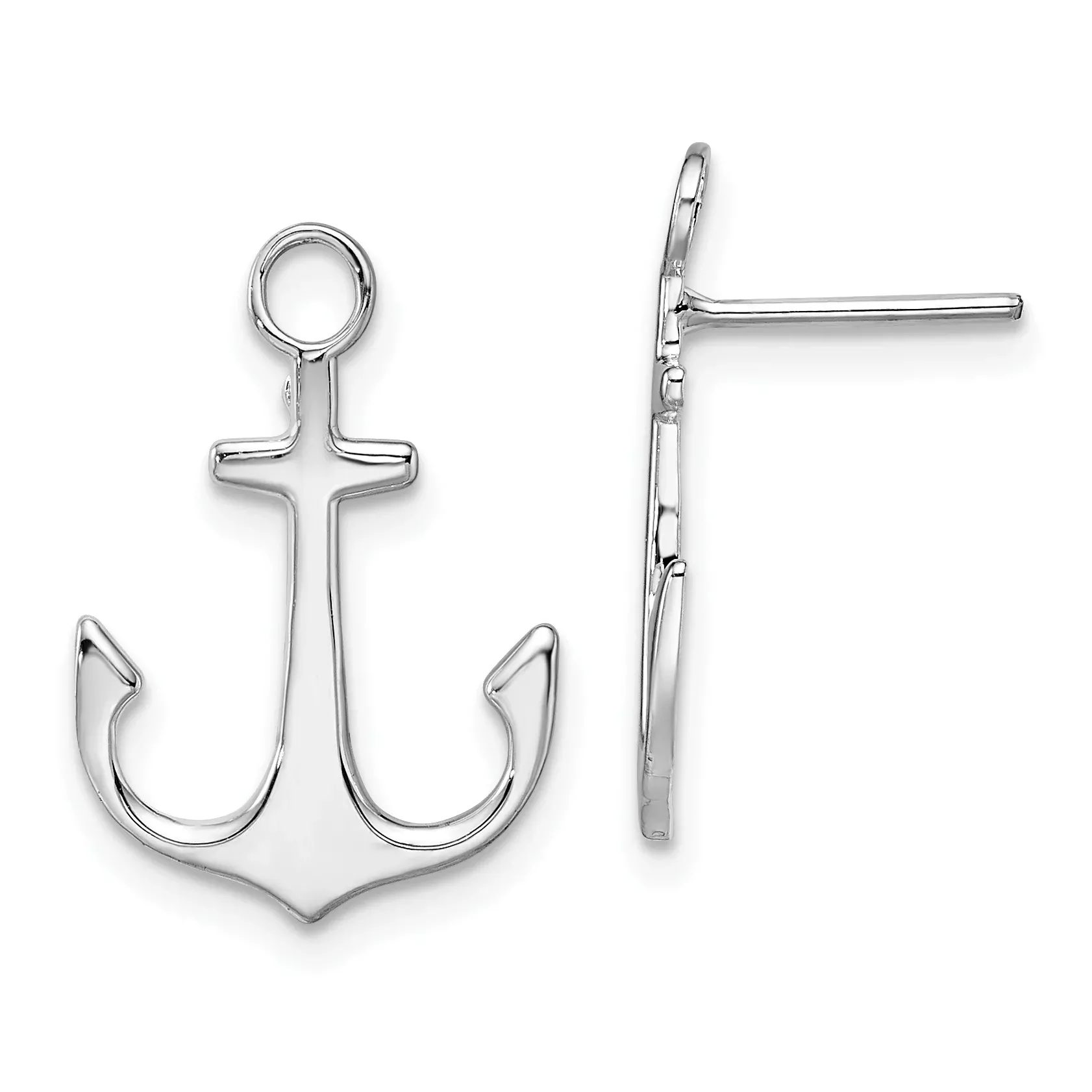 De-Ani Sterling Silver Rhodium-Plated Polished Anchor Post Earrings
