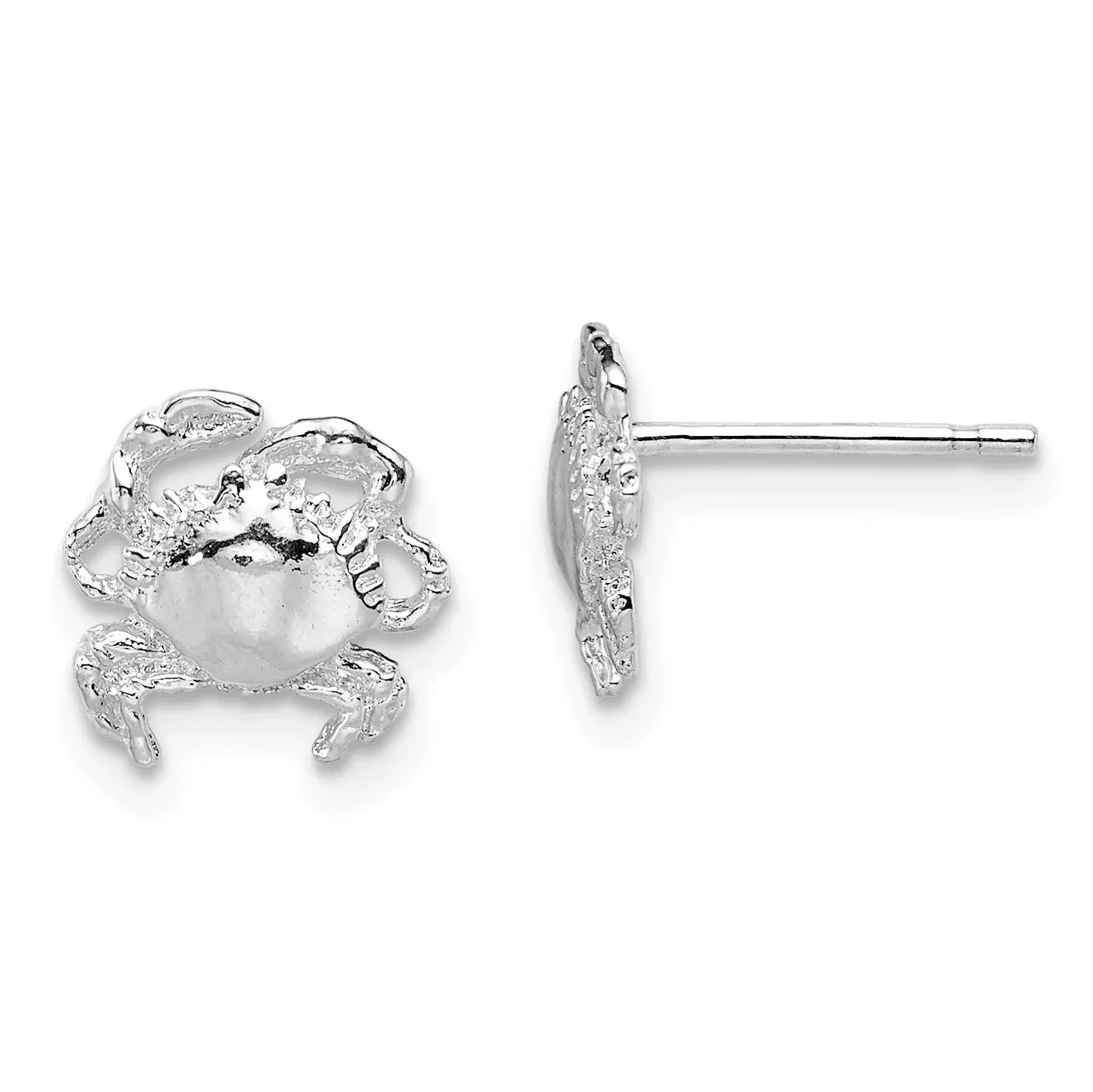 De-Ani Sterling Silver Rhodium-Plated Polished Crab Post Earrings