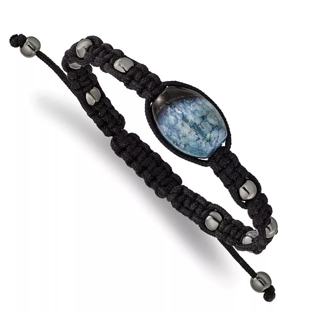 Fashion 12X18mm Amethyst Crystal Agate W /5mm Hematite Cord Adjustable Bracelet