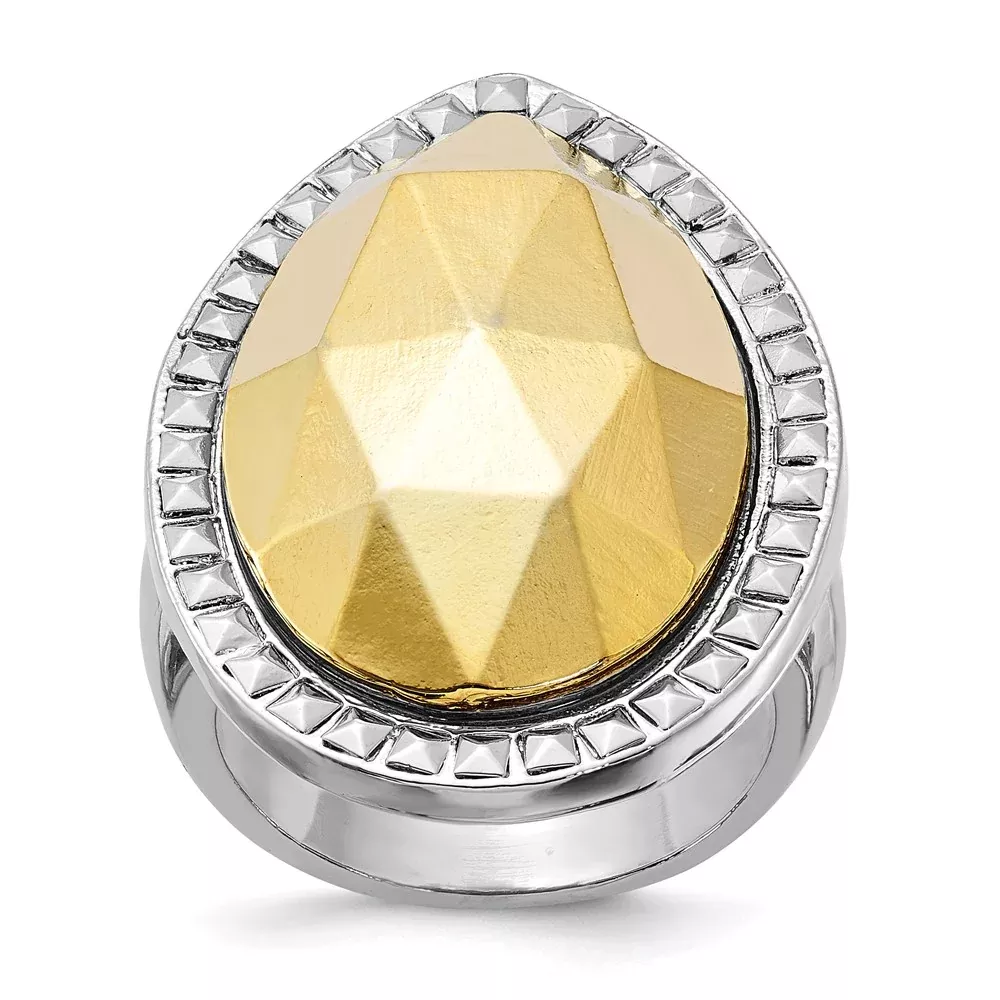 Fashion Laundry Silver-Tone W /Simulated Gold-Tone Pear Ring