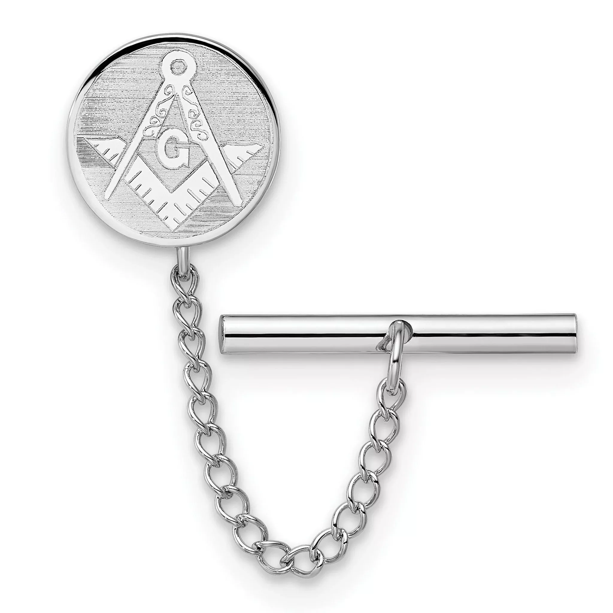 Kelly Waters Rhodium-plated Masonic Tie Tac with Safety Chain