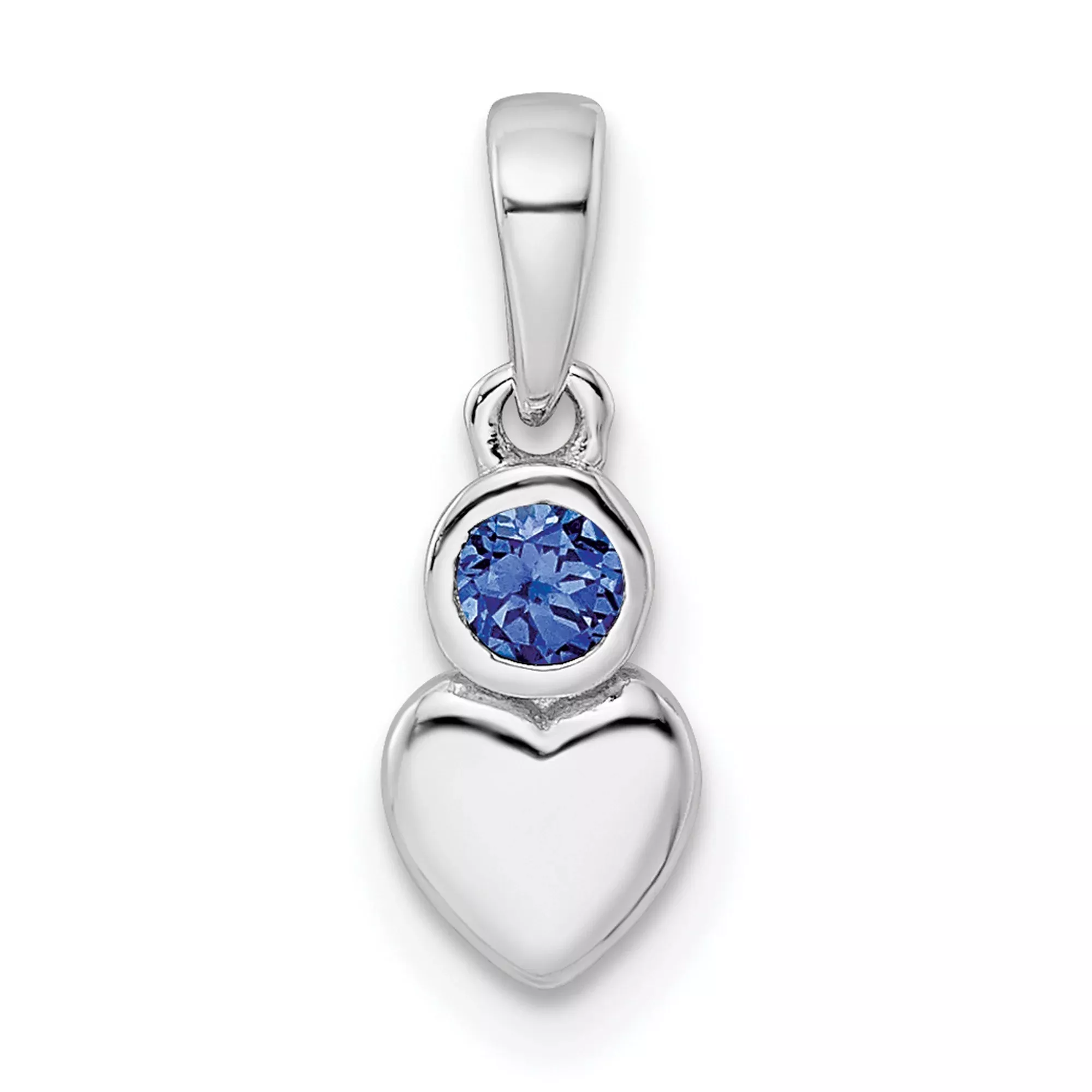 Lab Created Sapphire Heart Charm Pendant in Real 925 Sterling Silver