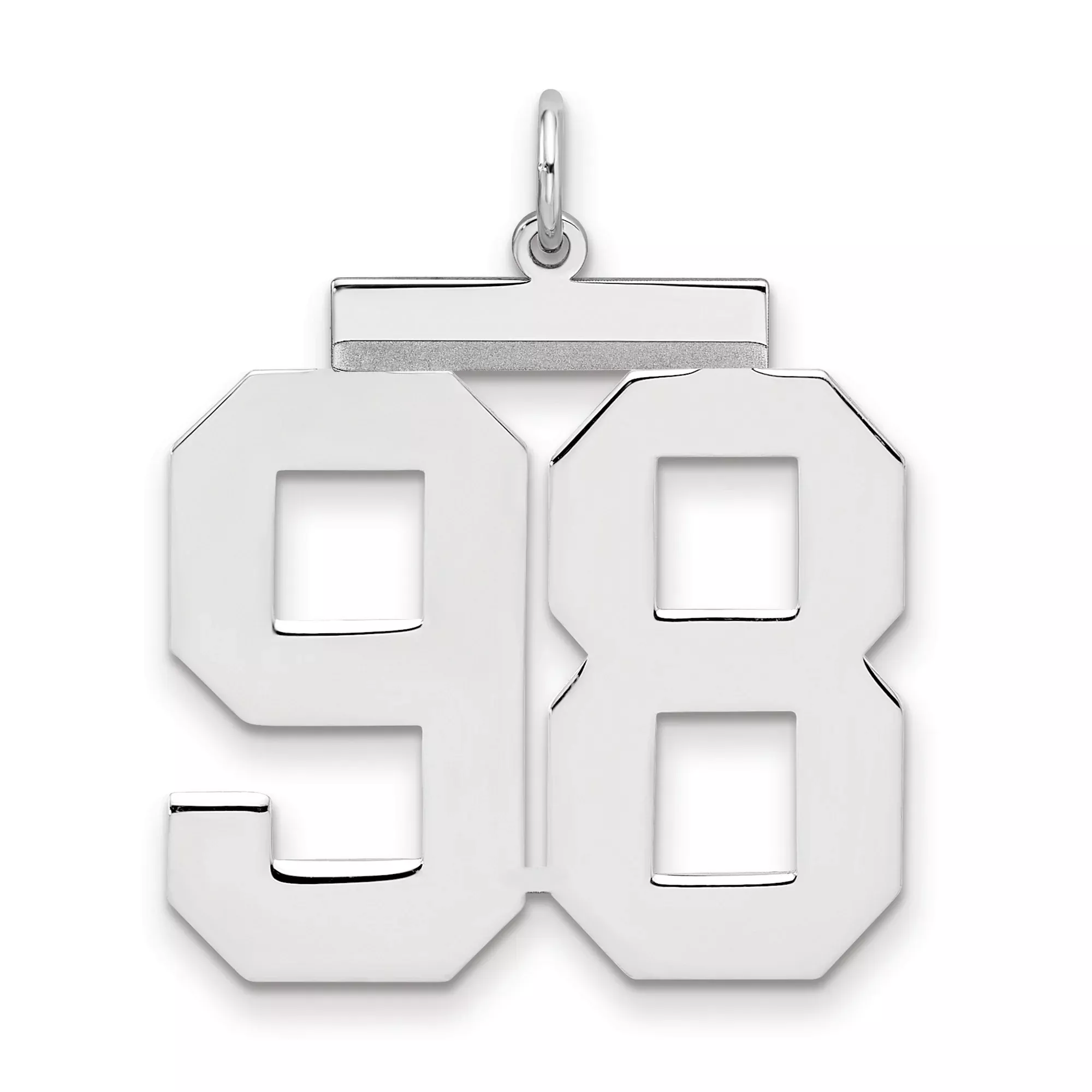 Large Polished Number 98 Charm Pendant in Real 925 Sterling Silver