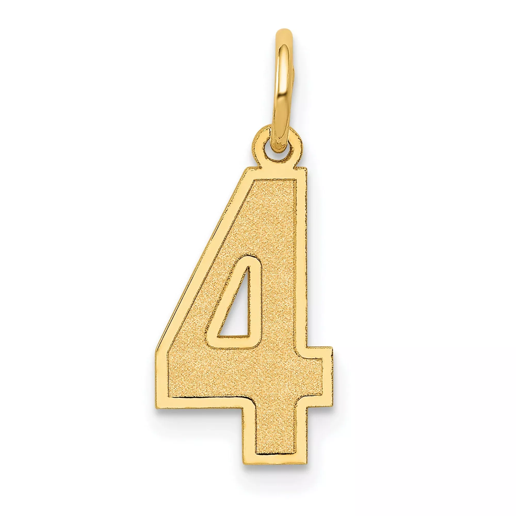 Medium Satin Number 4 Charm Pendant in Real 10k Yellow Gold