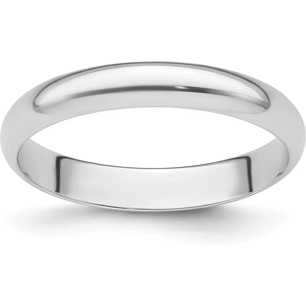 Platinum 3mm Half Round Wedding Band - Featherweight Design by Luciano & Cie