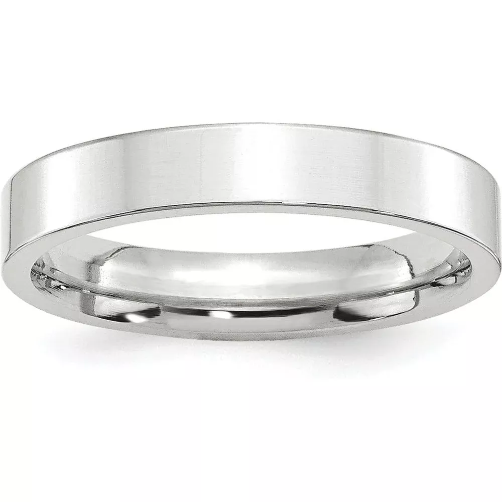Platinum 4mm Polished Flat Wedding Band with Comfort Fit - Size 7 by Luciano & Cie