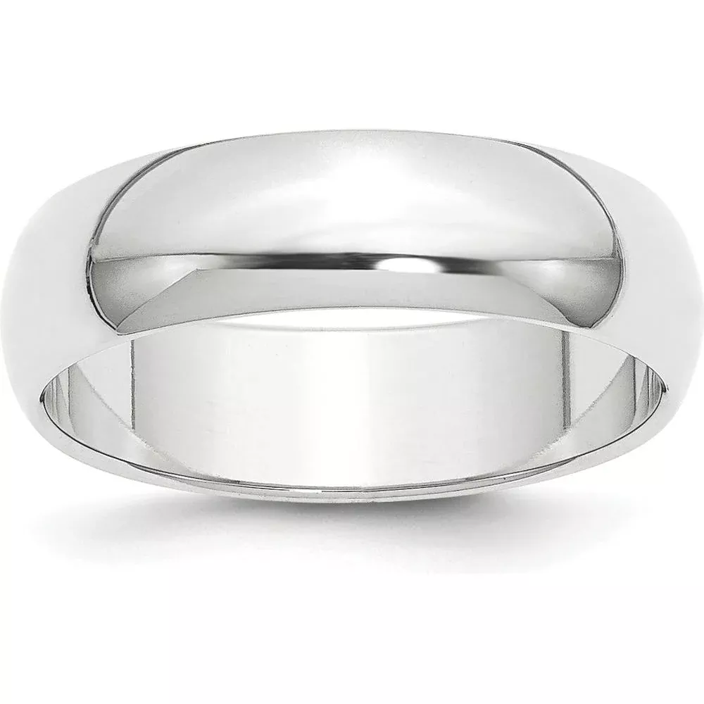 Platinum 6mm Half Round Featherweight Wedding Band - Lightweight and Engravable by Luciano & Cie
