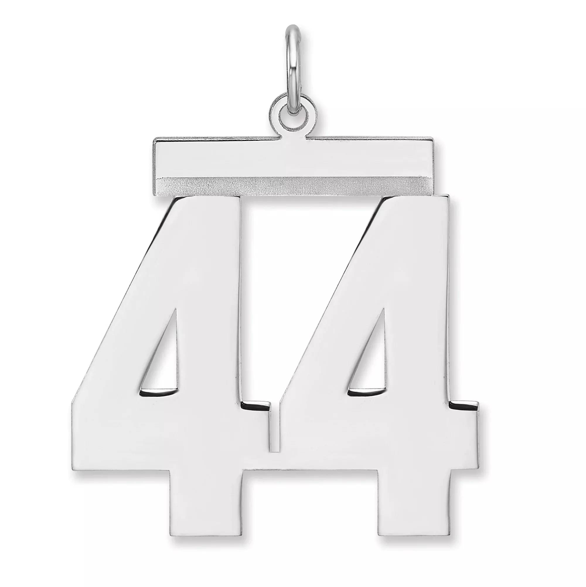 Polished Number 44 Charm Pendant in Real 925 Sterling Silver