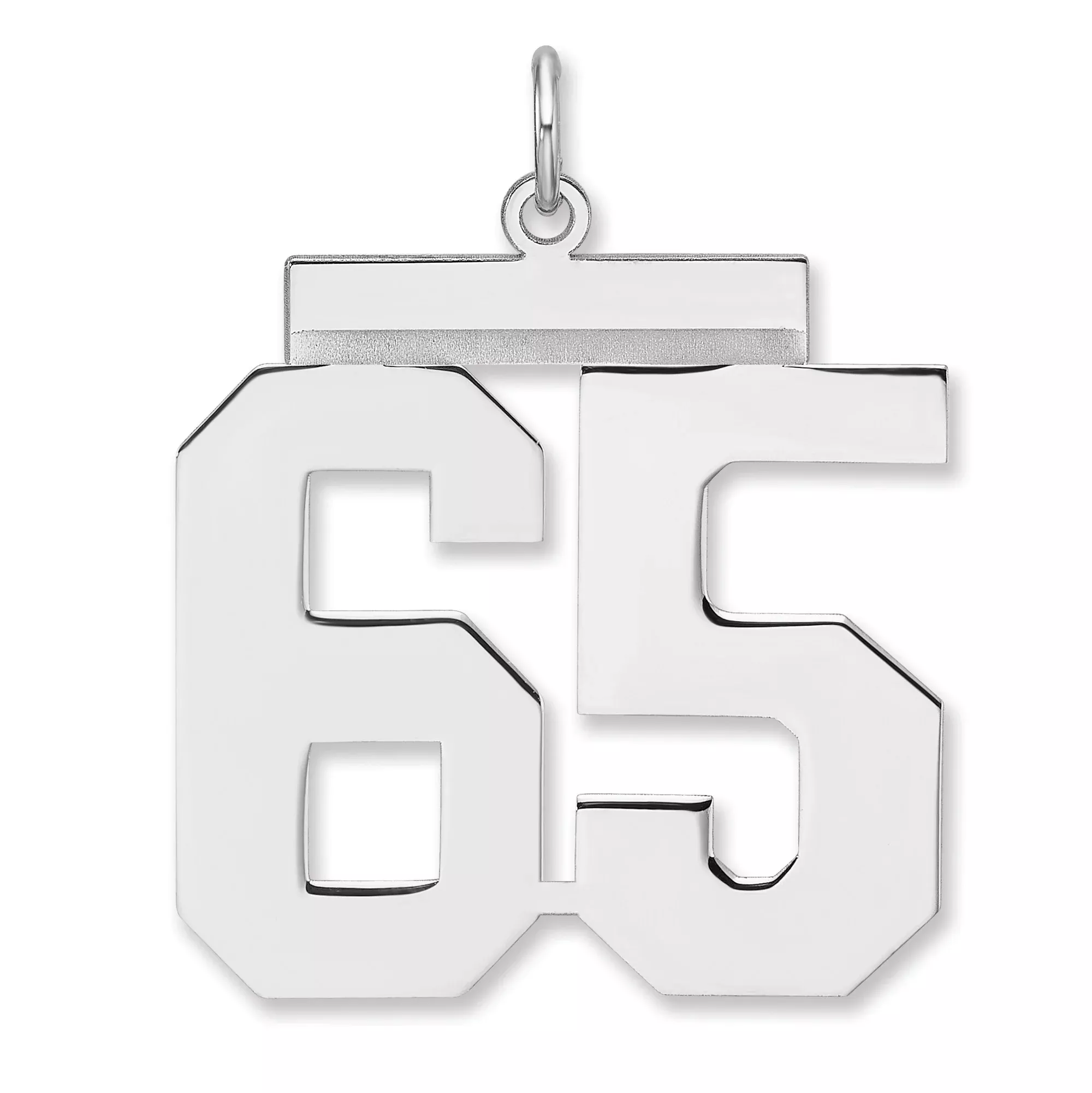 Polished Number 65 Charm Pendant in Real 925 Sterling Silver