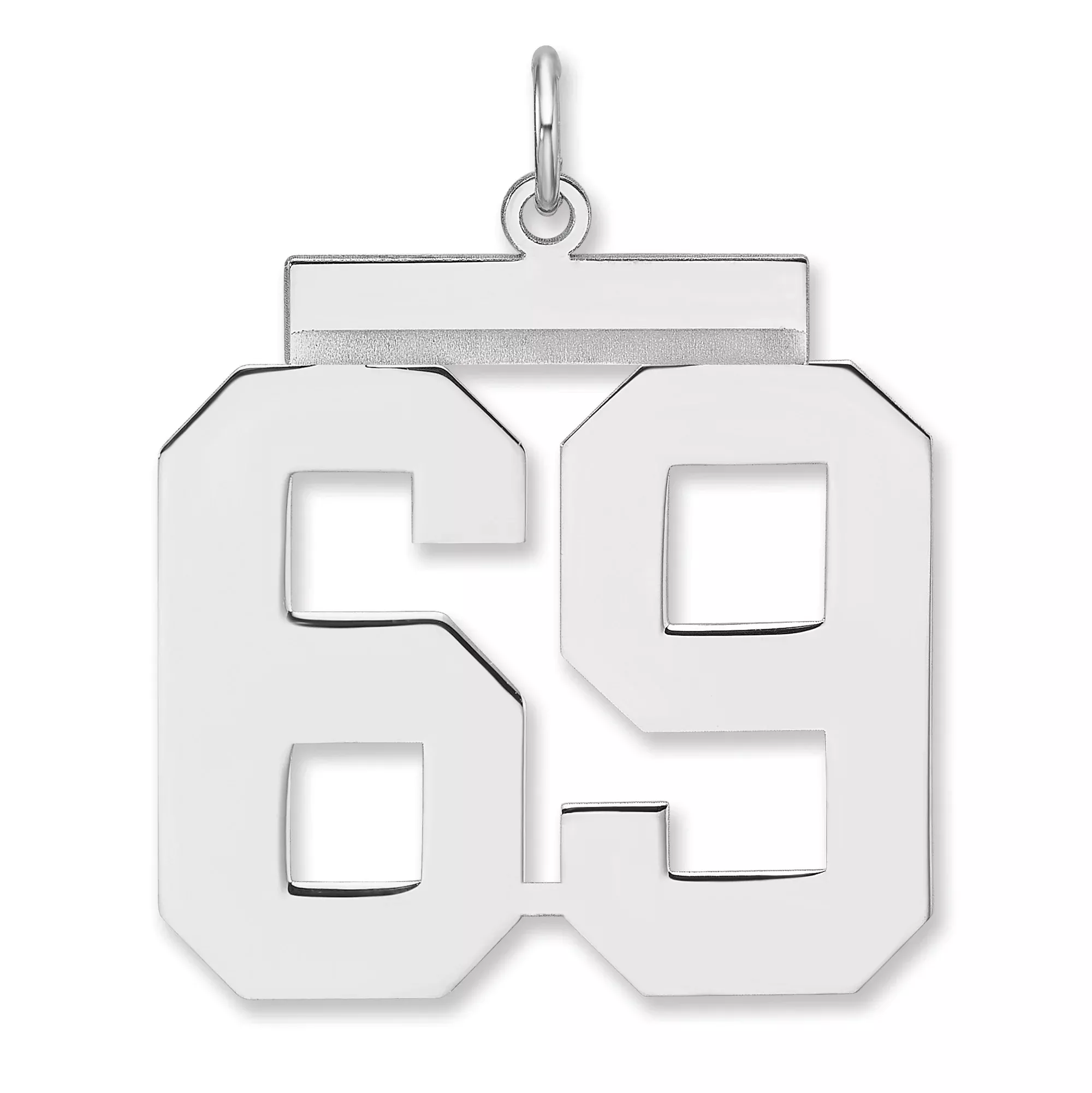 Polished Number 69 Charm Pendant in Real 925 Sterling Silver