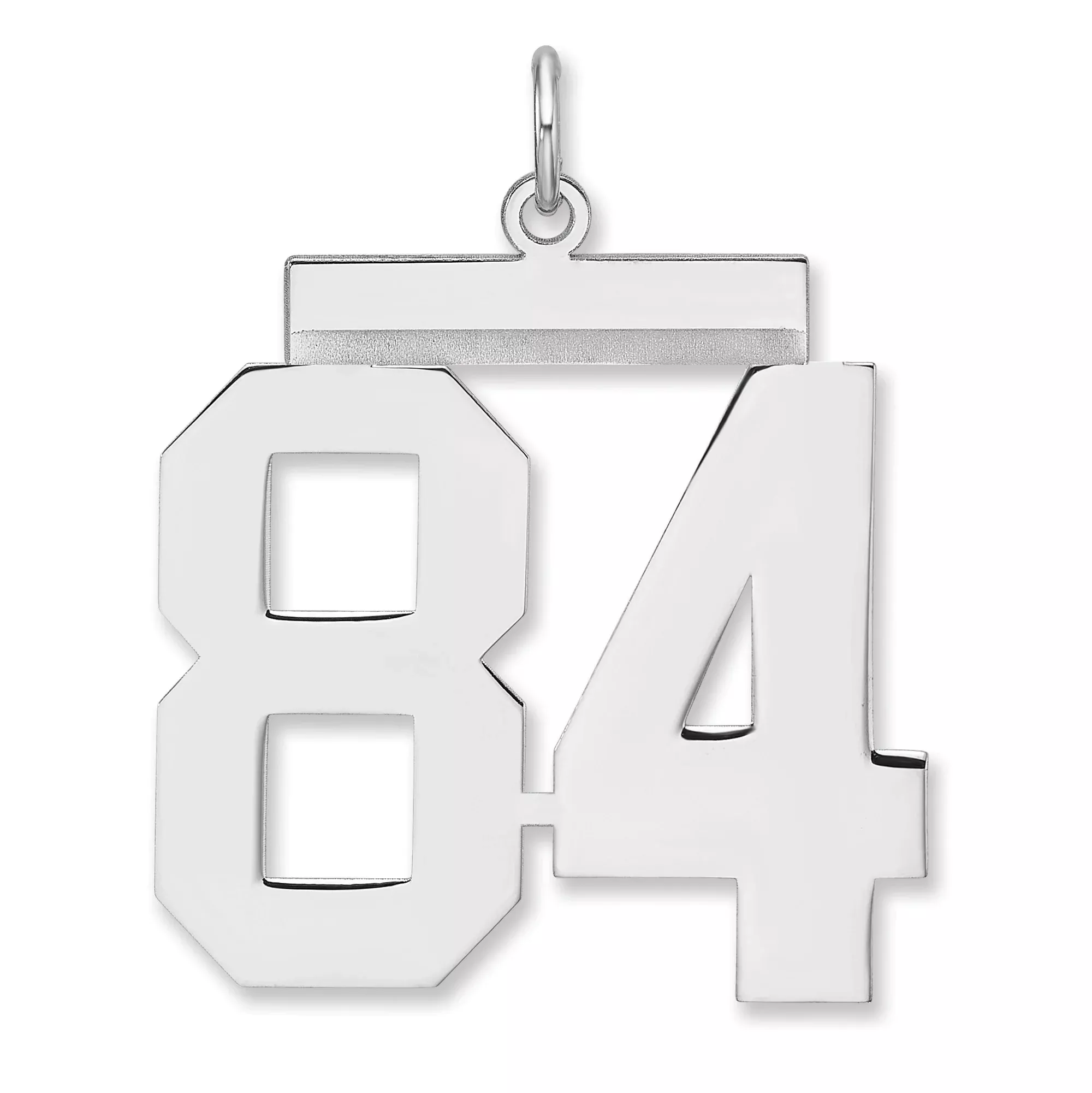 Polished Number 84 Charm Pendant in Real 925 Sterling Silver