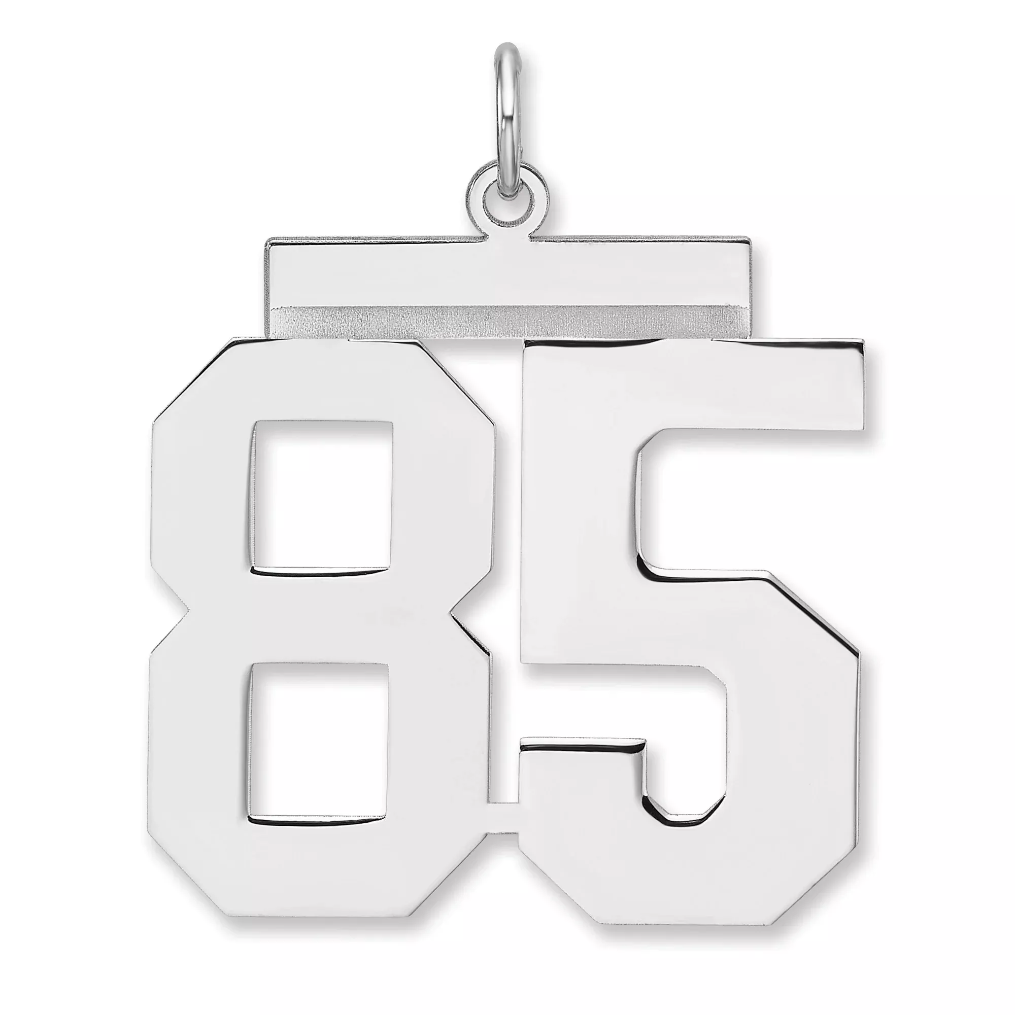 Polished Number 85 Charm Pendant in Real 925 Sterling Silver