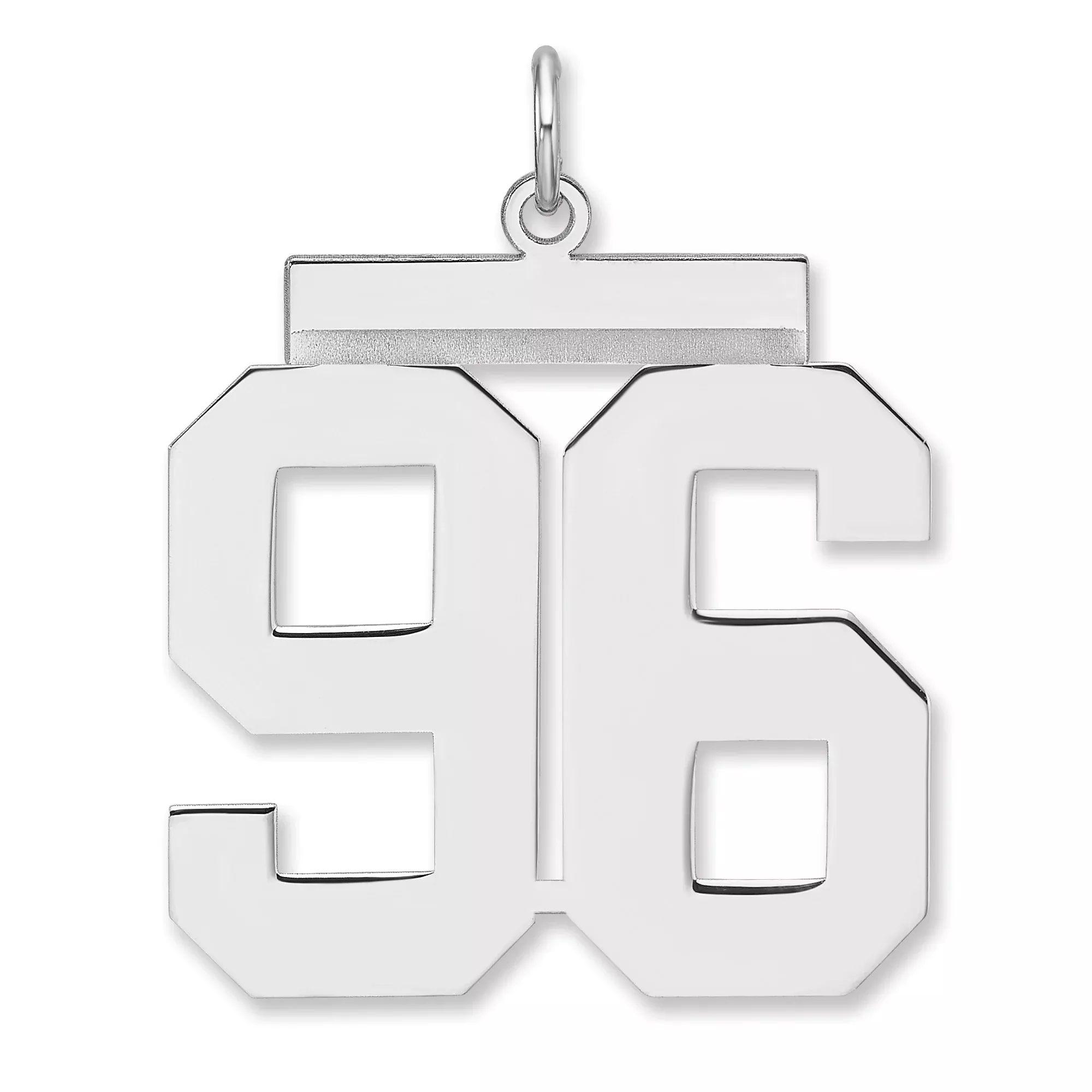 Polished Number 96 Charm Pendant in Real 925 Sterling Silver