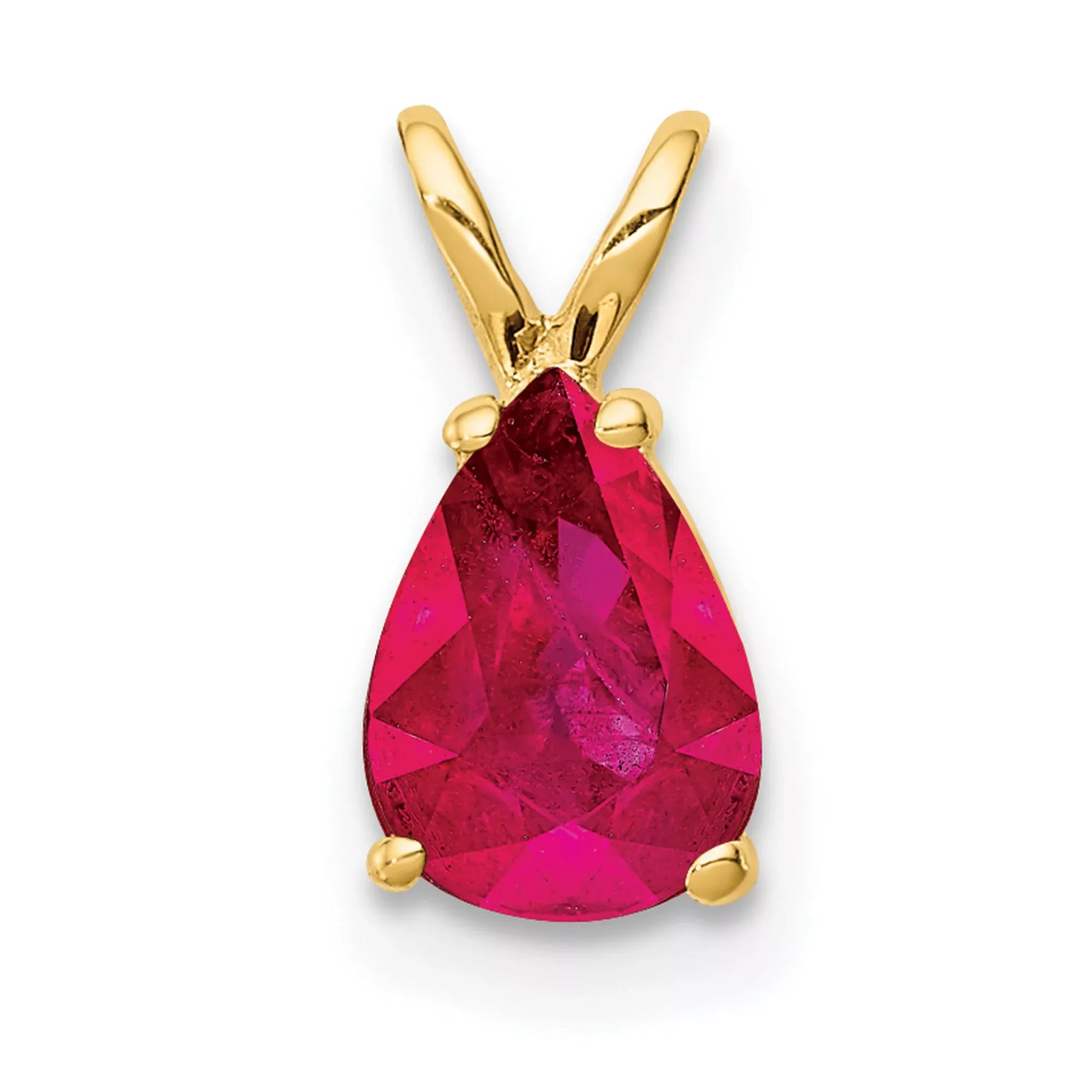 Ruby Charm Pendant in Real 14k Yellow Gold