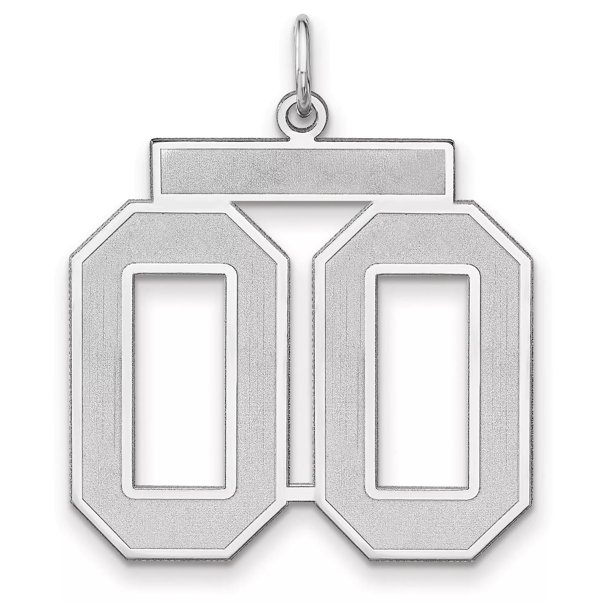 Satin Number 00 Charm Pendant in Real 925 Sterling Silver