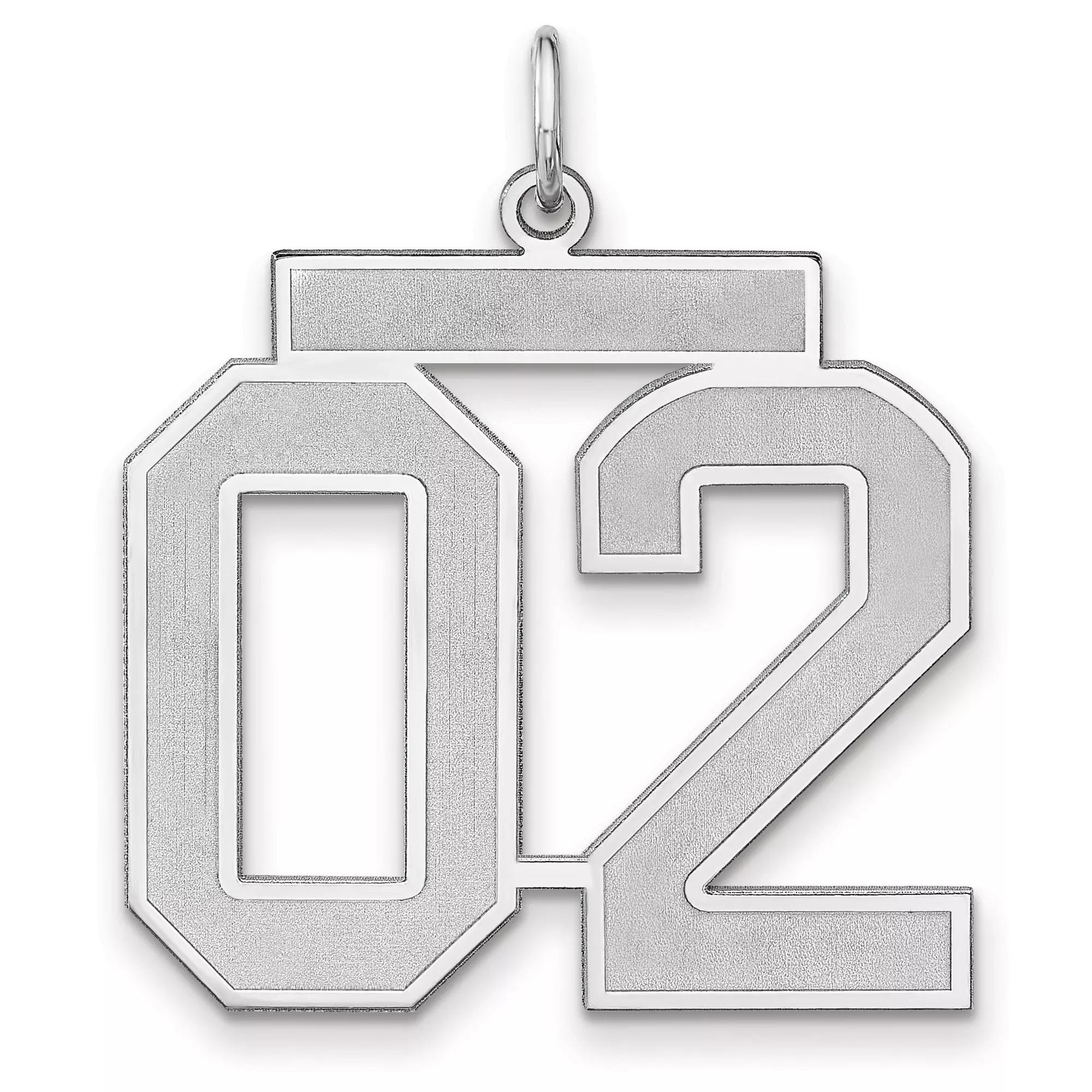 Satin Number 02 Charm Pendant in Real 925 Sterling Silver