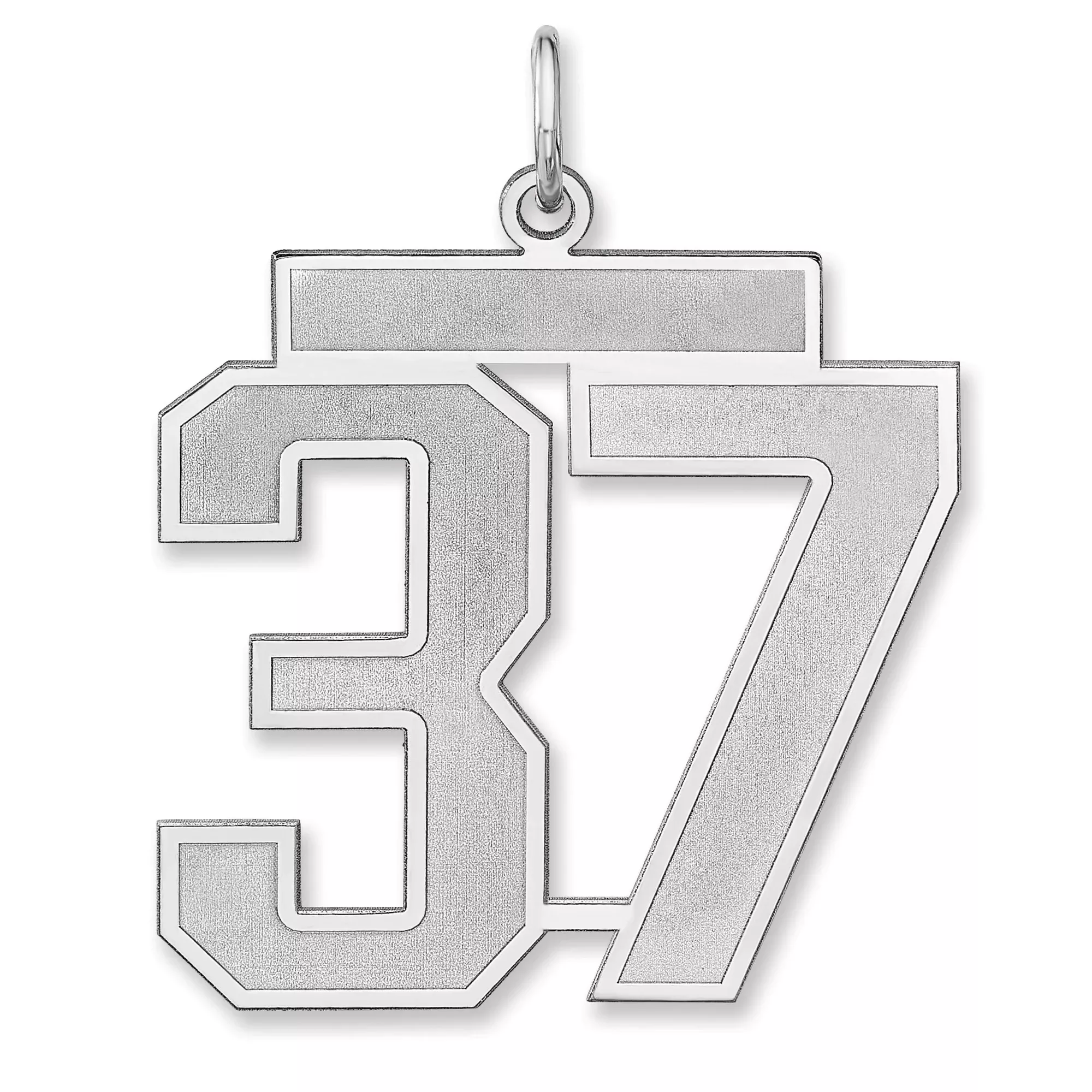 Satin Number 37 Charm Pendant in Real 925 Sterling Silver