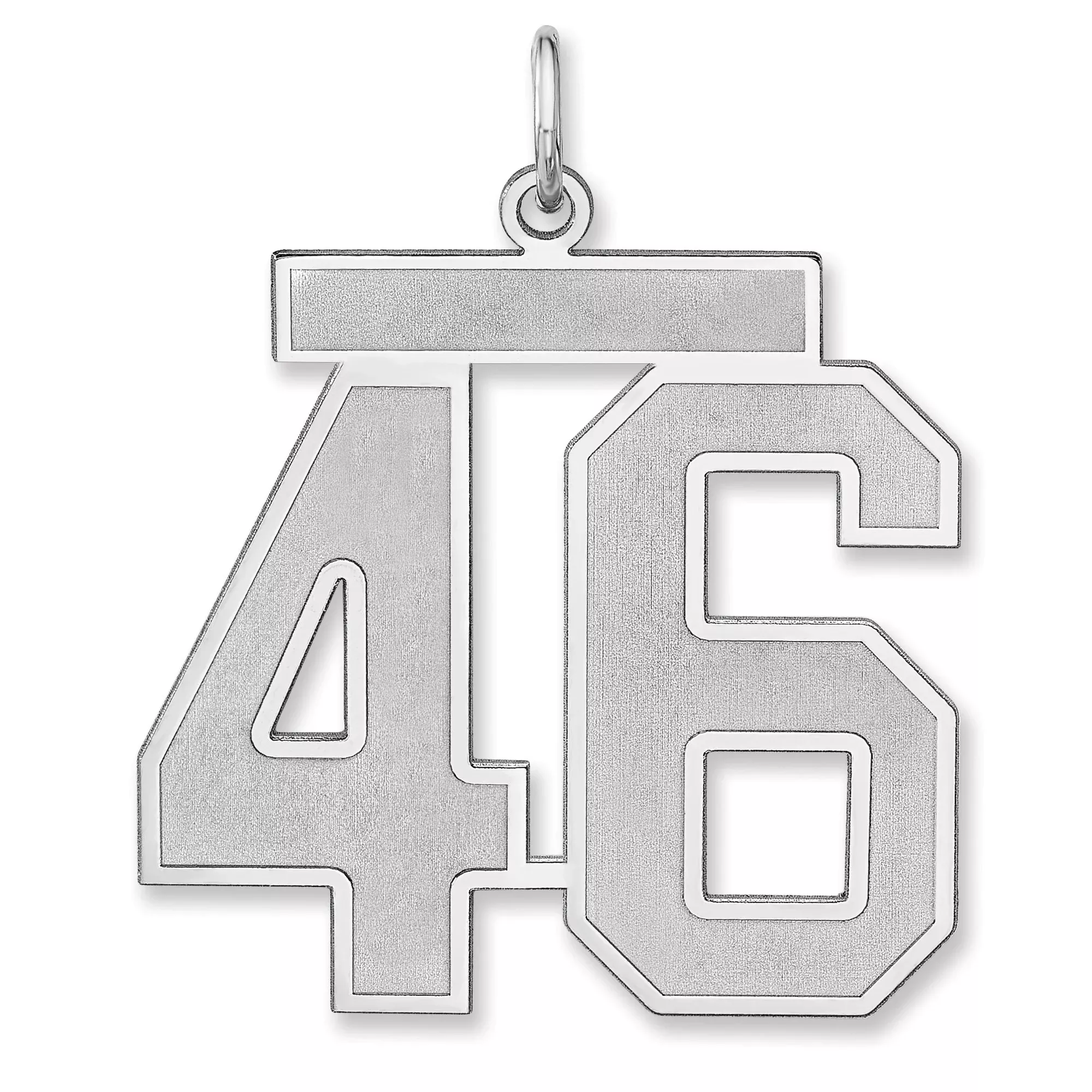 Satin Number 46 Charm Pendant in Real 925 Sterling Silver