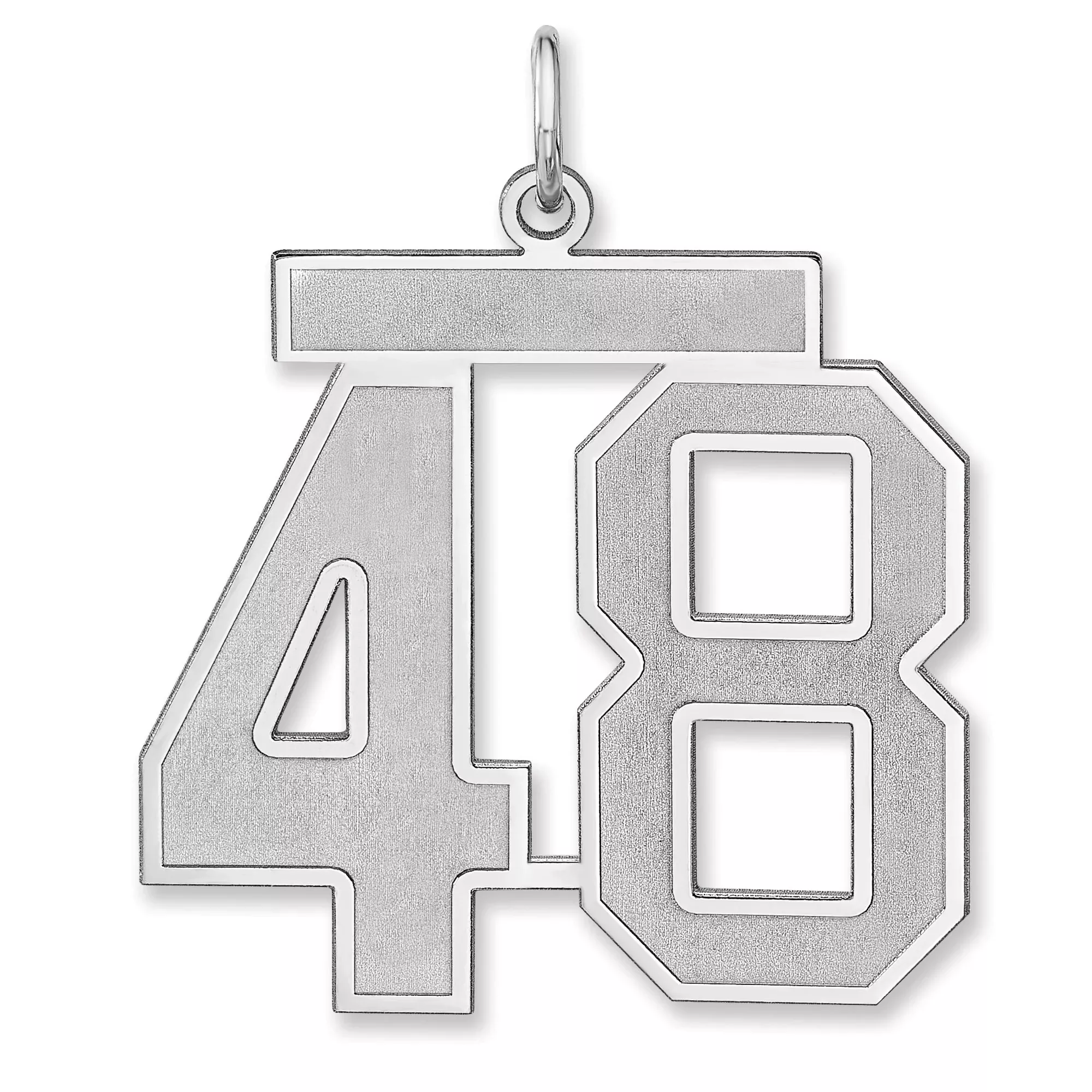 Satin Number 48 Charm Pendant in Real 925 Sterling Silver
