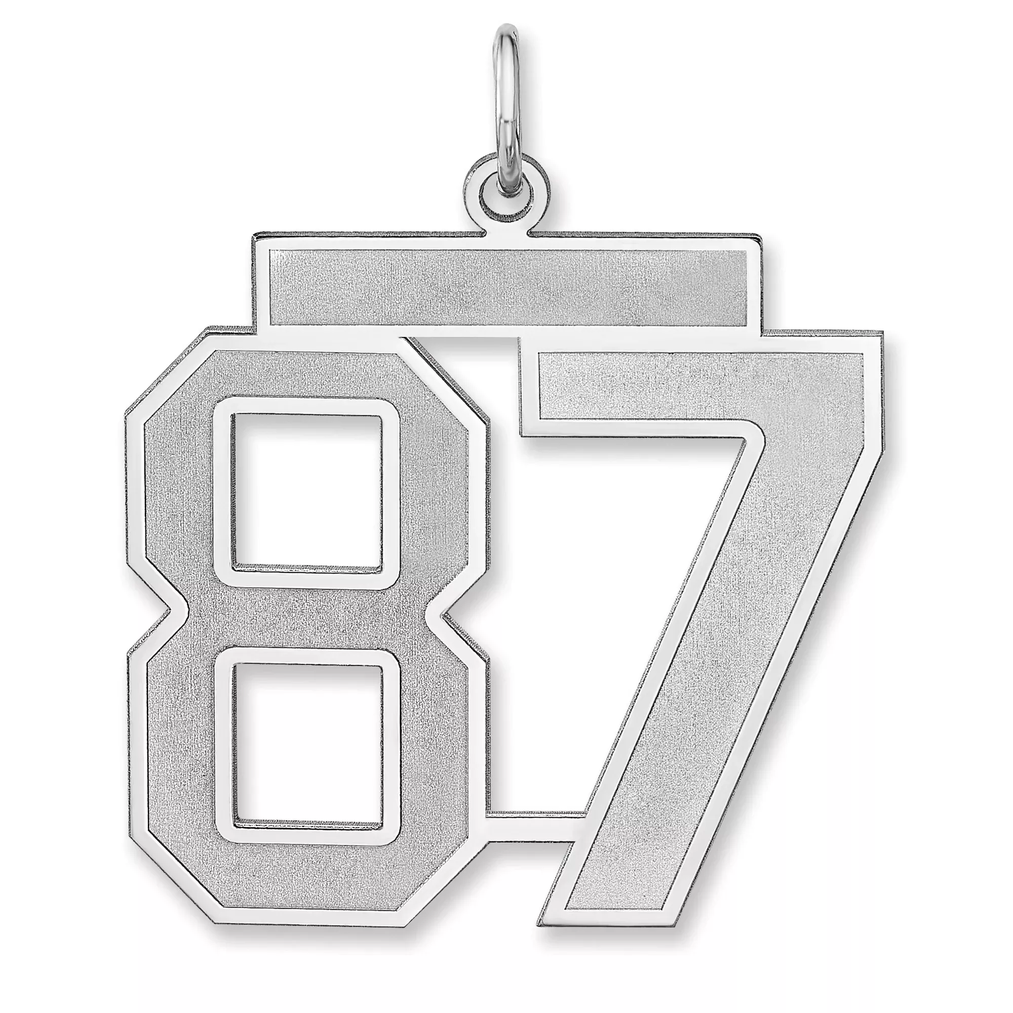 Satin Number 87 Charm Pendant in Real 925 Sterling Silver
