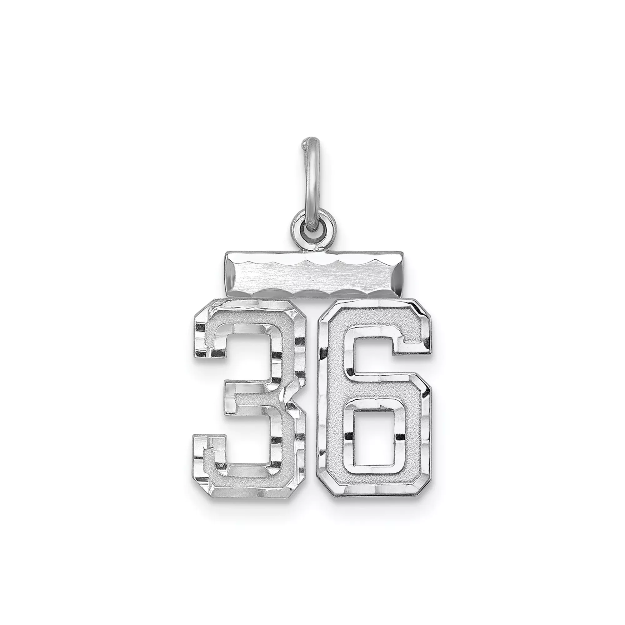 Small #36 Charm Pendant in Real 925 Sterling Silver