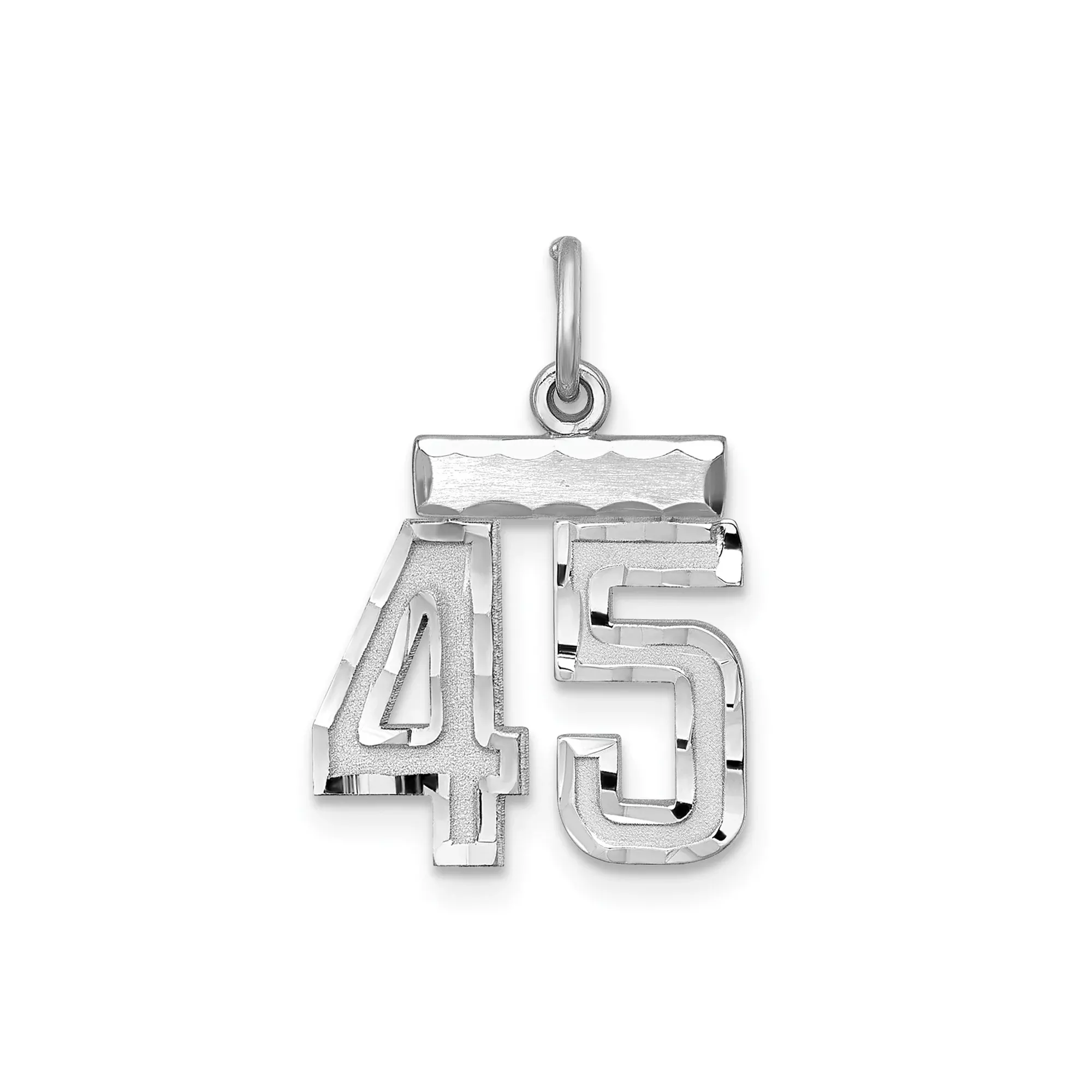 Small #45 Charm Pendant in Real 925 Sterling Silver
