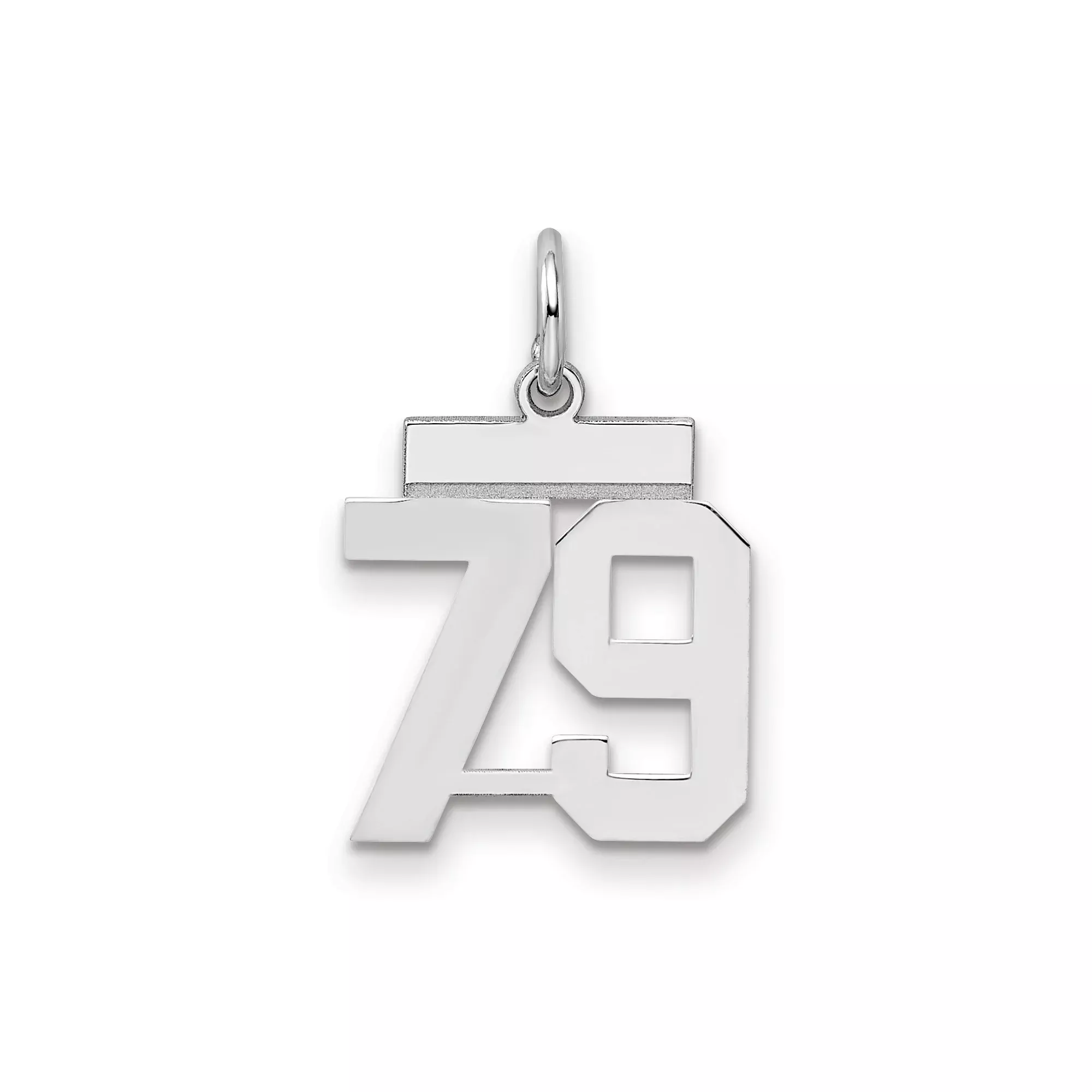 Small Polished Number 79 Charm Pendant in Real 925 Sterling Silver