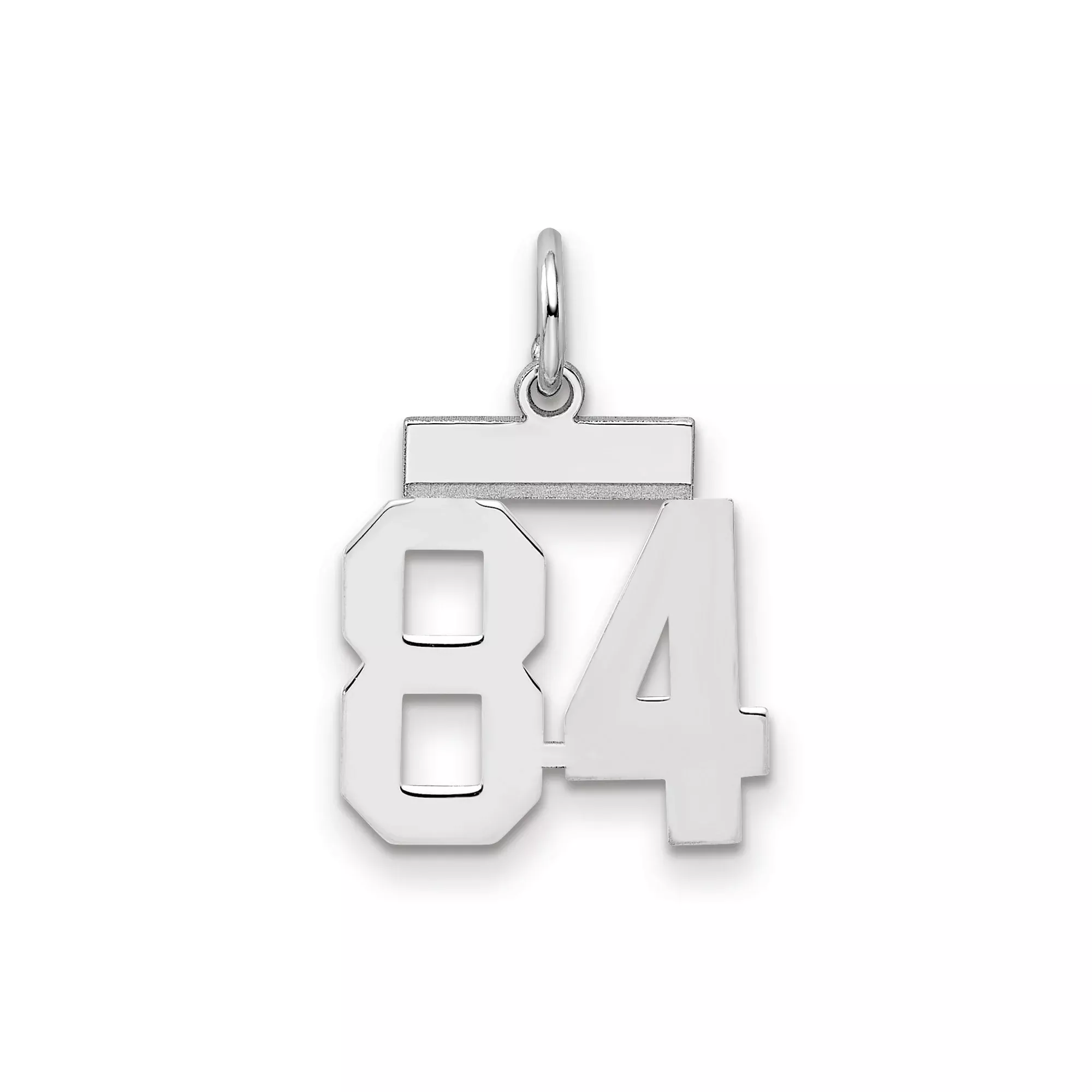 Small Polished Number 84 Charm Pendant in Real 925 Sterling Silver
