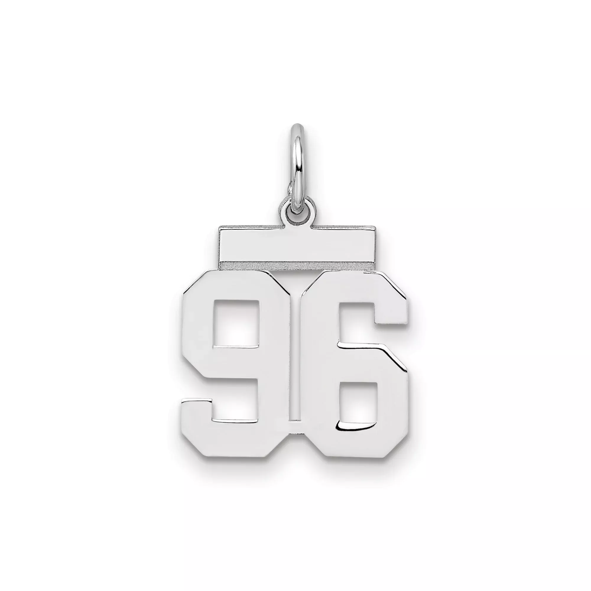 Small Polished Number 96 Charm Pendant in Real 925 Sterling Silver