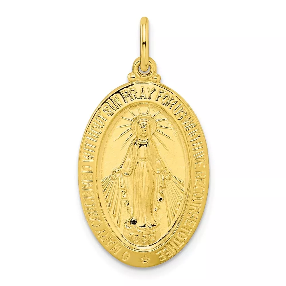 Ss/Gold Plated Sterling Silver Gold-Tone Polished Solid Miraculous Medal Pendant