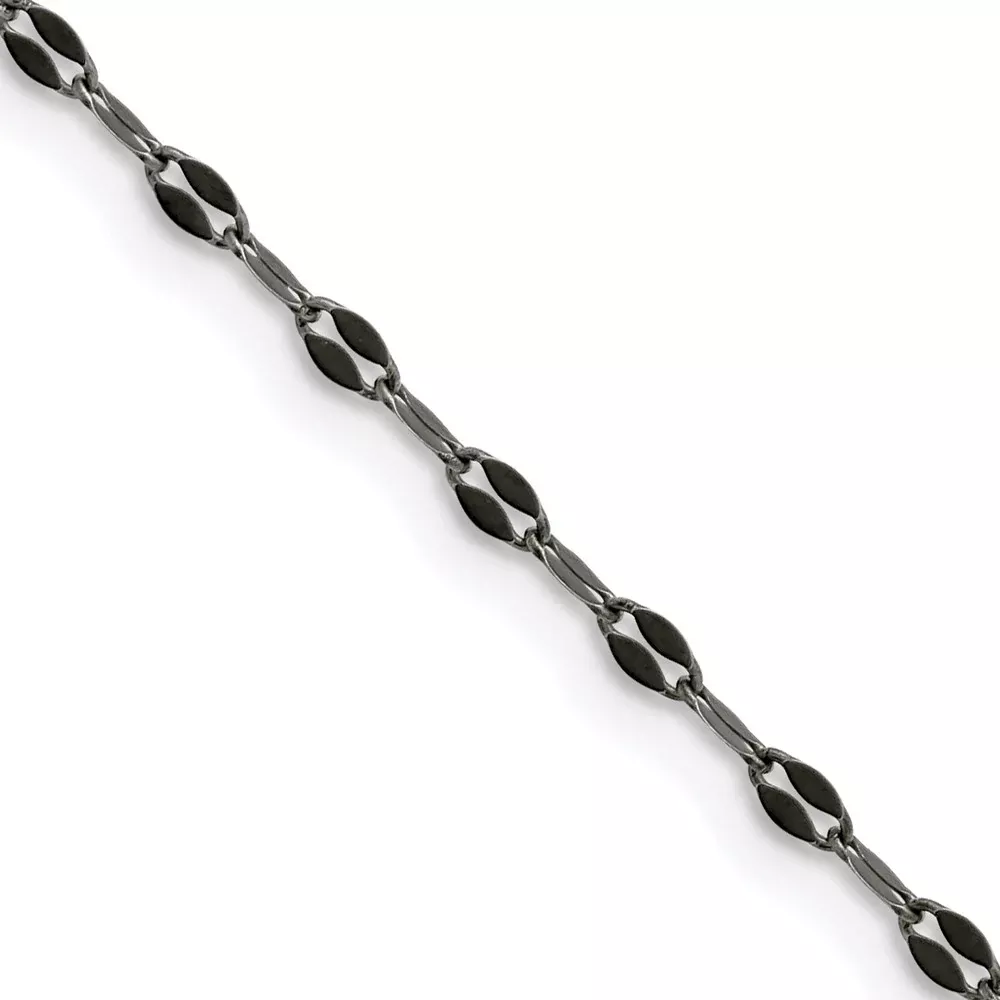 Stainless Steel Chisel Oxidized 2.5mm Fancy Chain Necklace