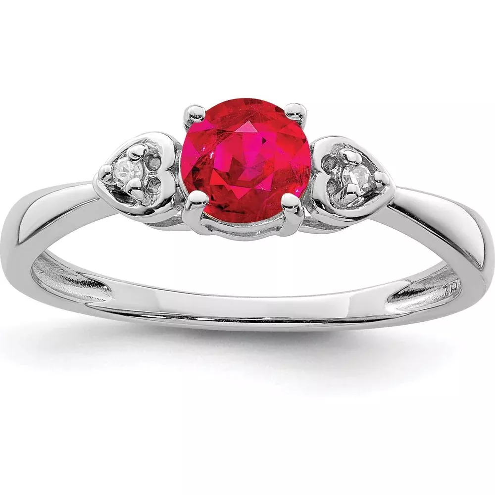 Sterling Silver 0.54 Carat Ruby and Diamond Ring with Polished Finish by Lumare Gioia