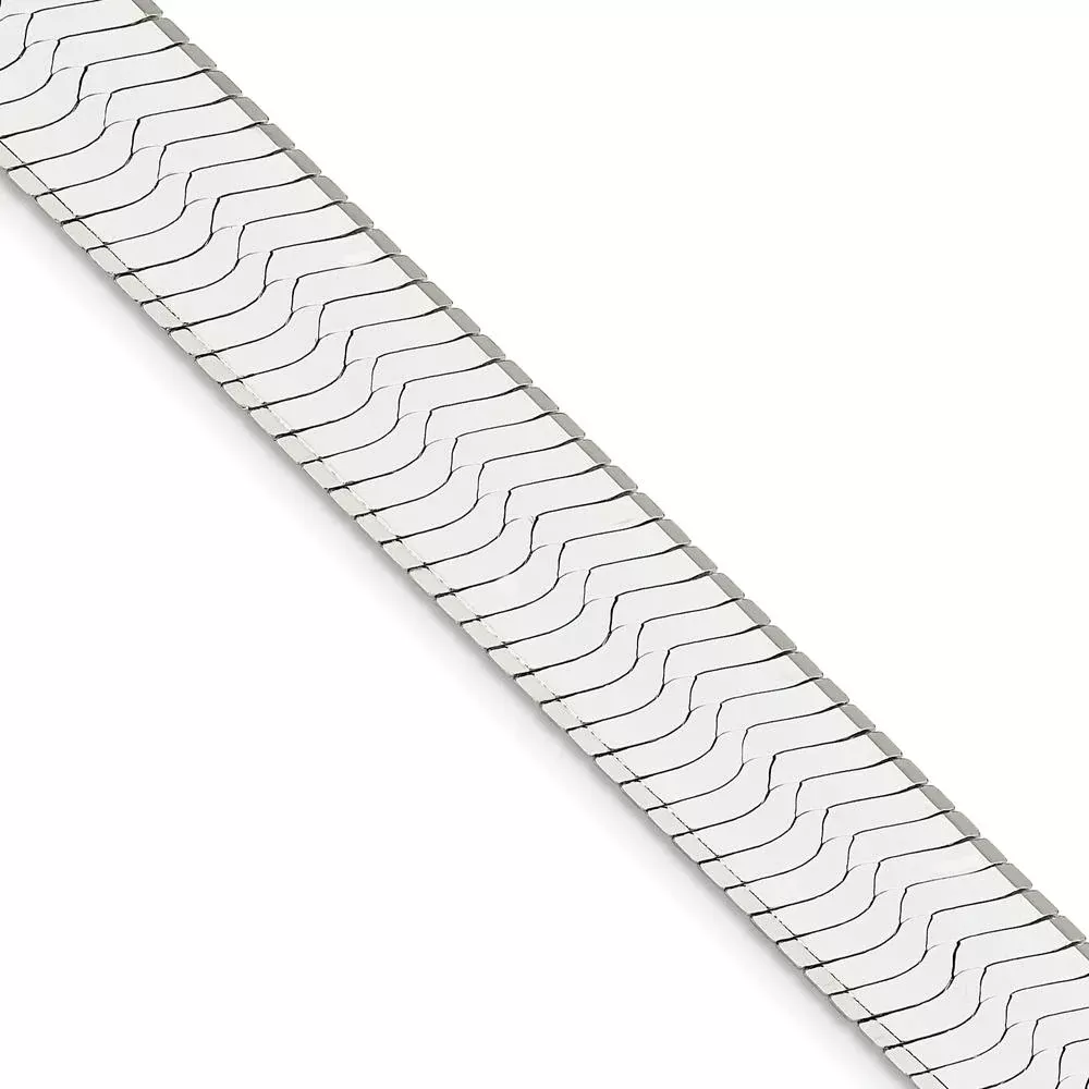 Sterling Silver 10.5mm Magic Herringbone Chain - 18" Polished Necklace with Lobster Clasp by Lumare Gioia