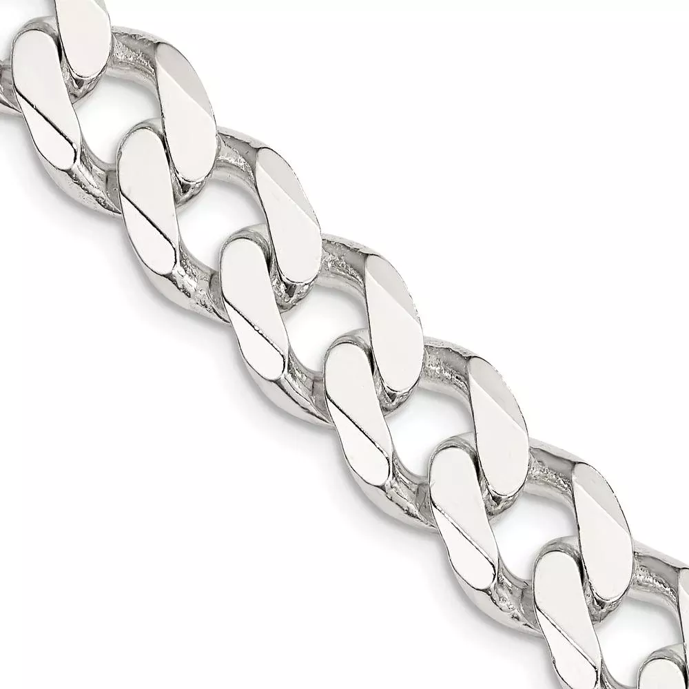 Sterling Silver 11mm Polished Curb Chain Necklace - 18" by Lumare Gioia