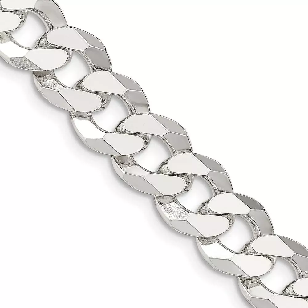 Sterling Silver 12.3mm Beveled Curb Chain Necklace - 20 in by Lumare Gioia