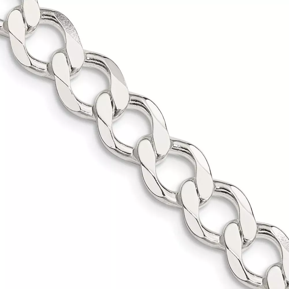 Sterling Silver 20" 8.1mm Semi-Solid Flat Curb Chain with Lobster Clasp by Lumare Gioia