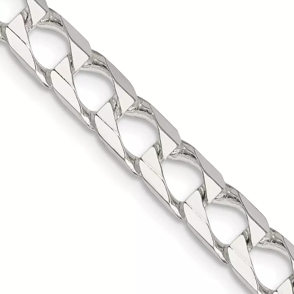 Sterling Silver 22" Diamond-Cut Square Curb Chain - 6.25mm Width by Lumare Gioia