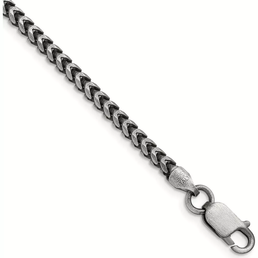Sterling Silver 22" Diamond-Cut Square Franco Chain 3.1mm Thickness by Lumare Gioia