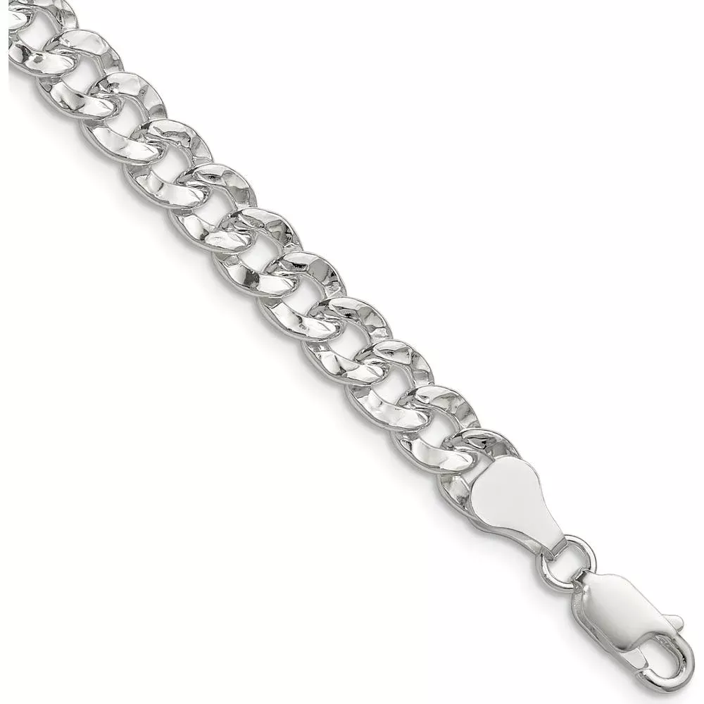 Sterling Silver 22" Hammered Curb Chain Necklace - Polished Finish by Lumare Gioia