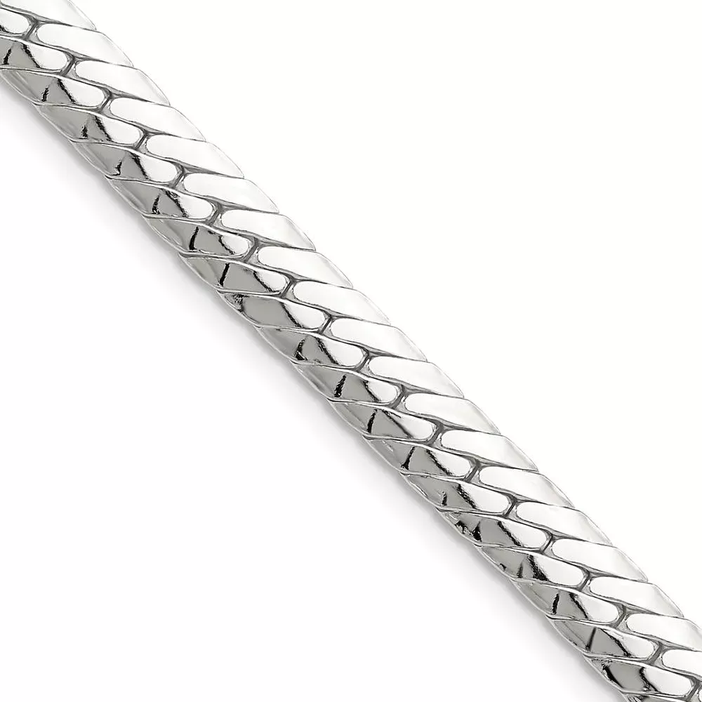 Sterling Silver 22" Polished 6.25mm Double Oval Flat Chain with Lobster Clasp by Lumare Gioia