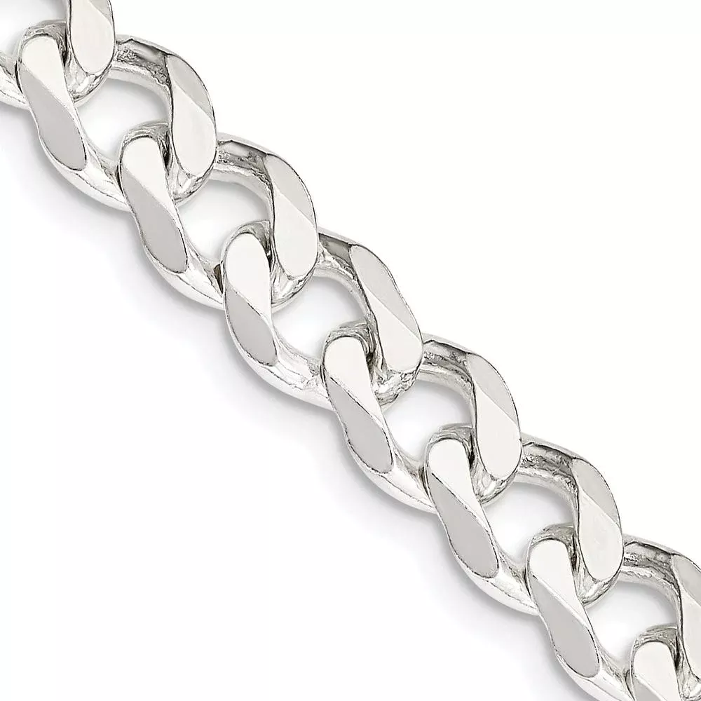 Sterling Silver 24" Polished Curb Chain Necklace - 7.5mm Width by Lumare Gioia