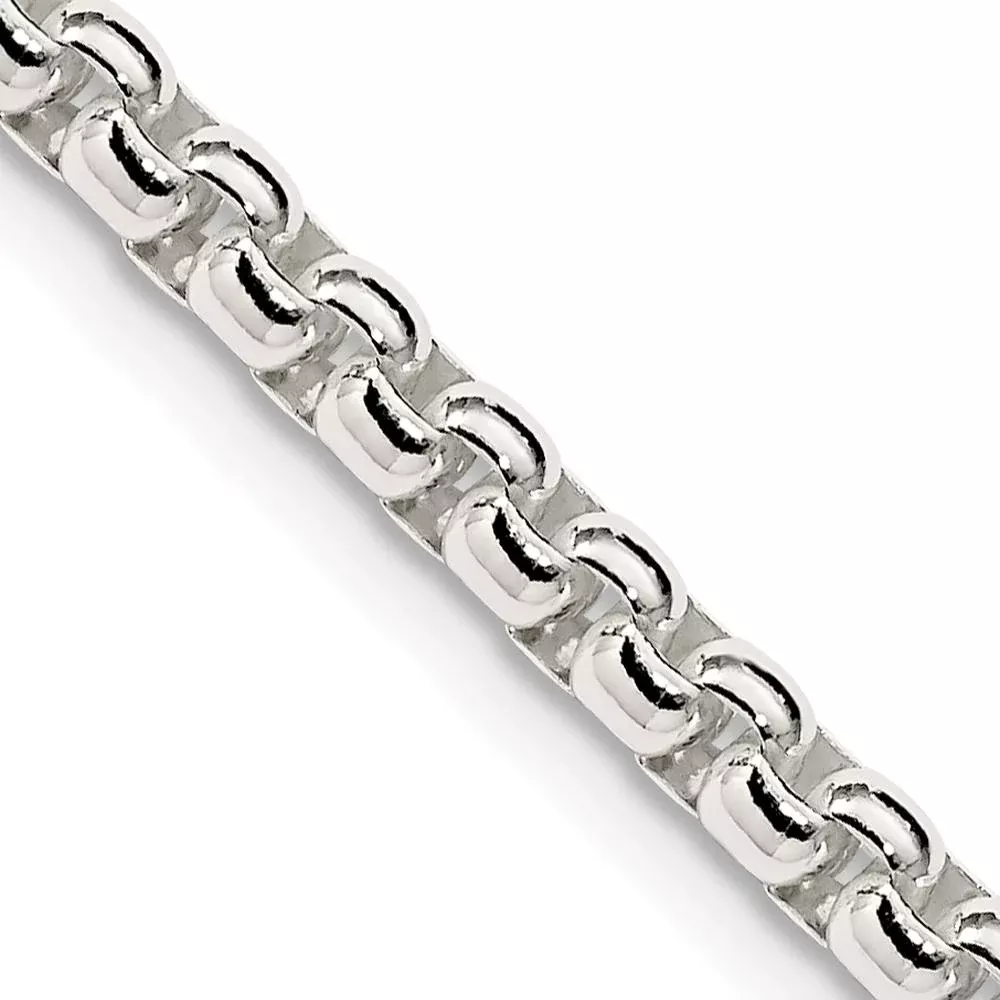 Sterling Silver 30" Polished Box Chain Necklace - 3.6mm Width by Lumare Gioia